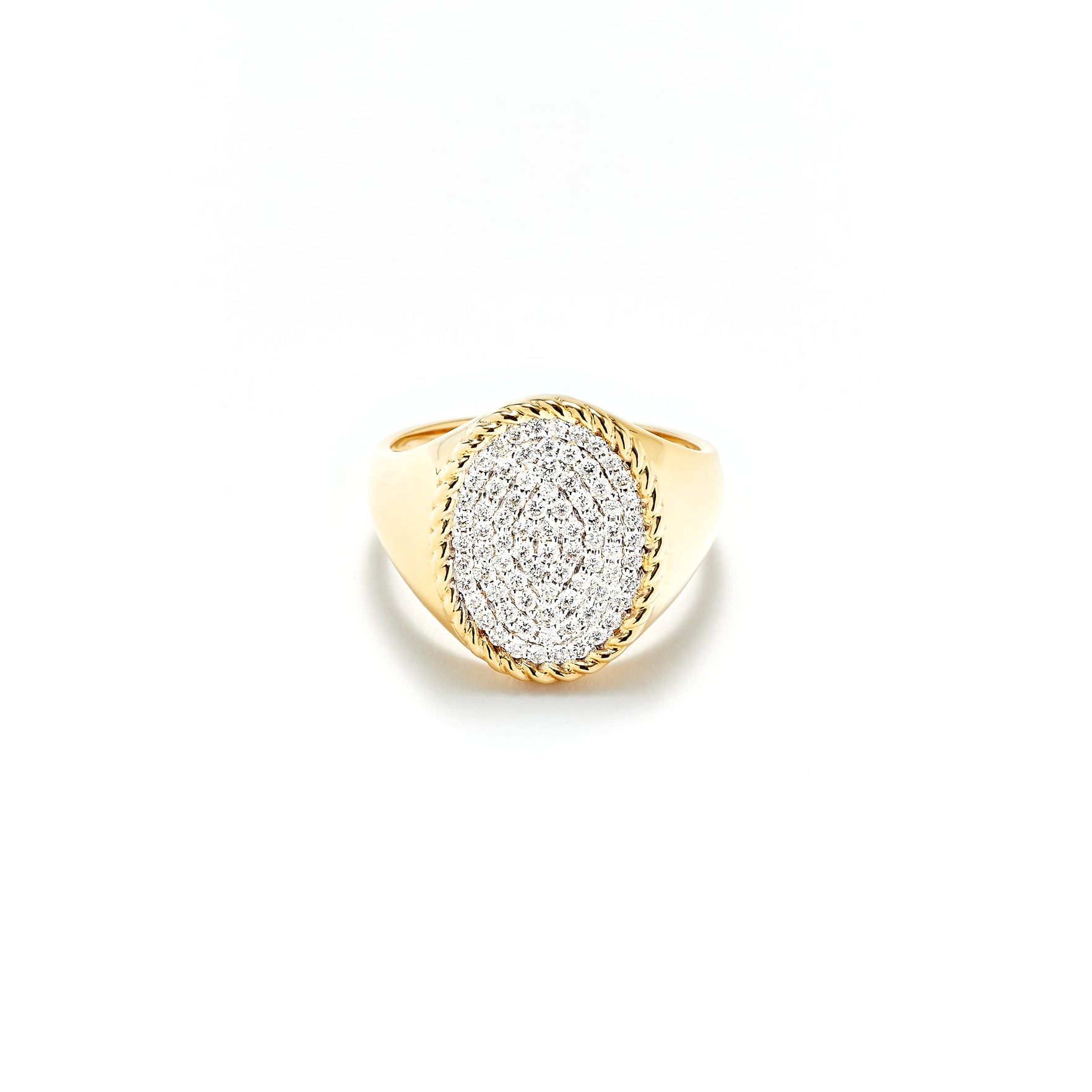 CHEVALIERE OVALE DIAMANTS OJ oval ring tiny gods Yvonne Léon signet