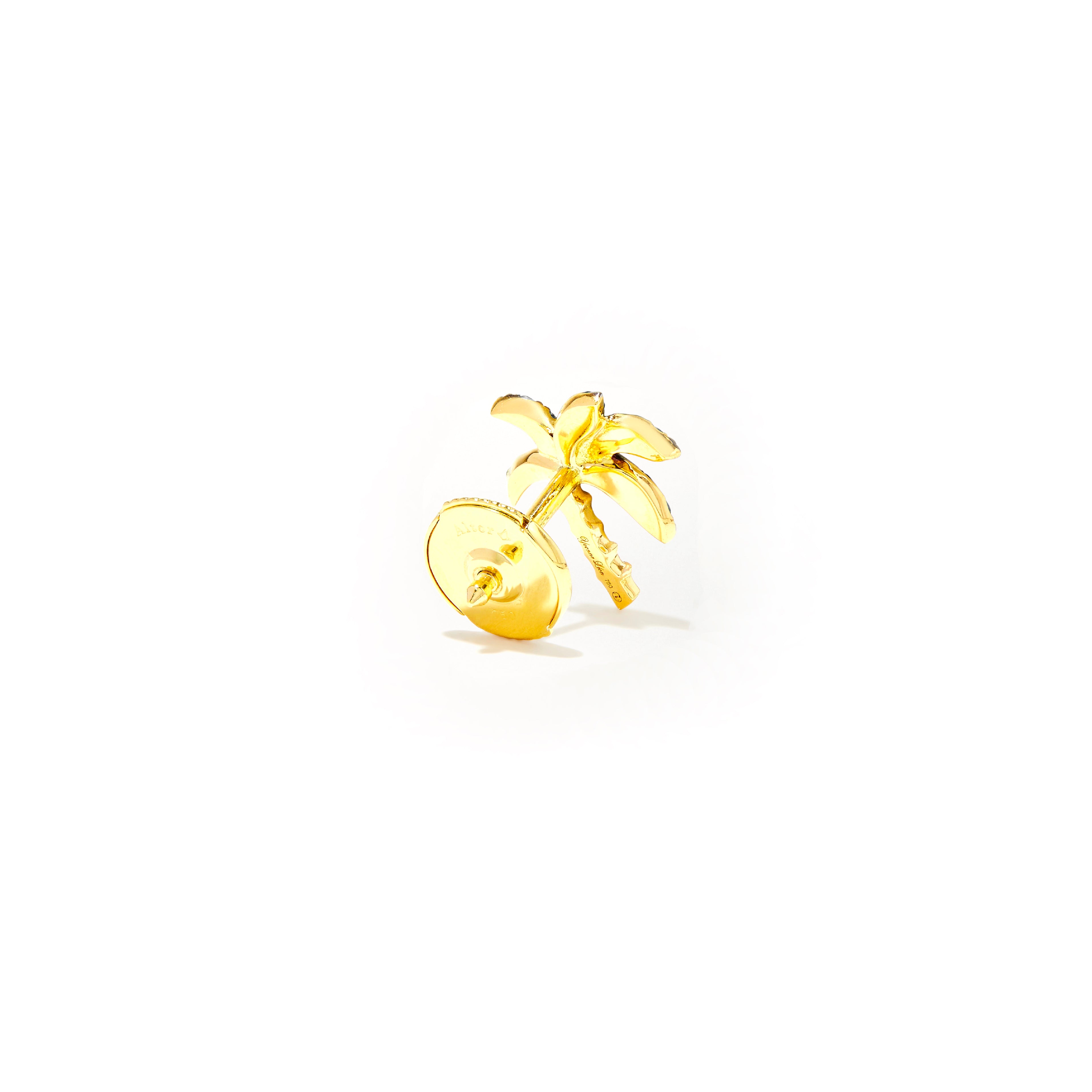 PAIRE DE PUCES PALMIER DIAMANTS OJ palm tree diamond earring studs Yvonne Léon tiny gods