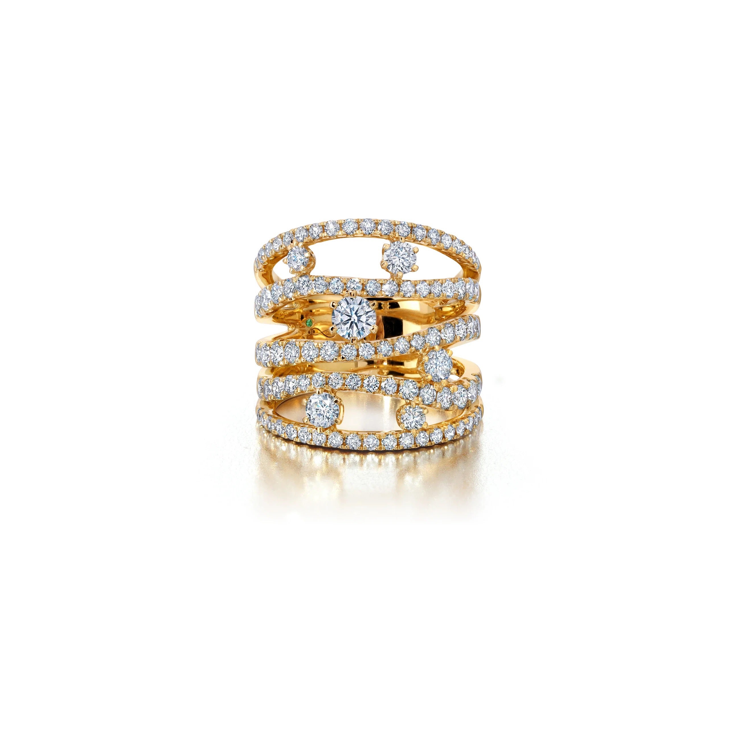 18k yellow gold diamond rio cage ring by Graziela Tiny Gods