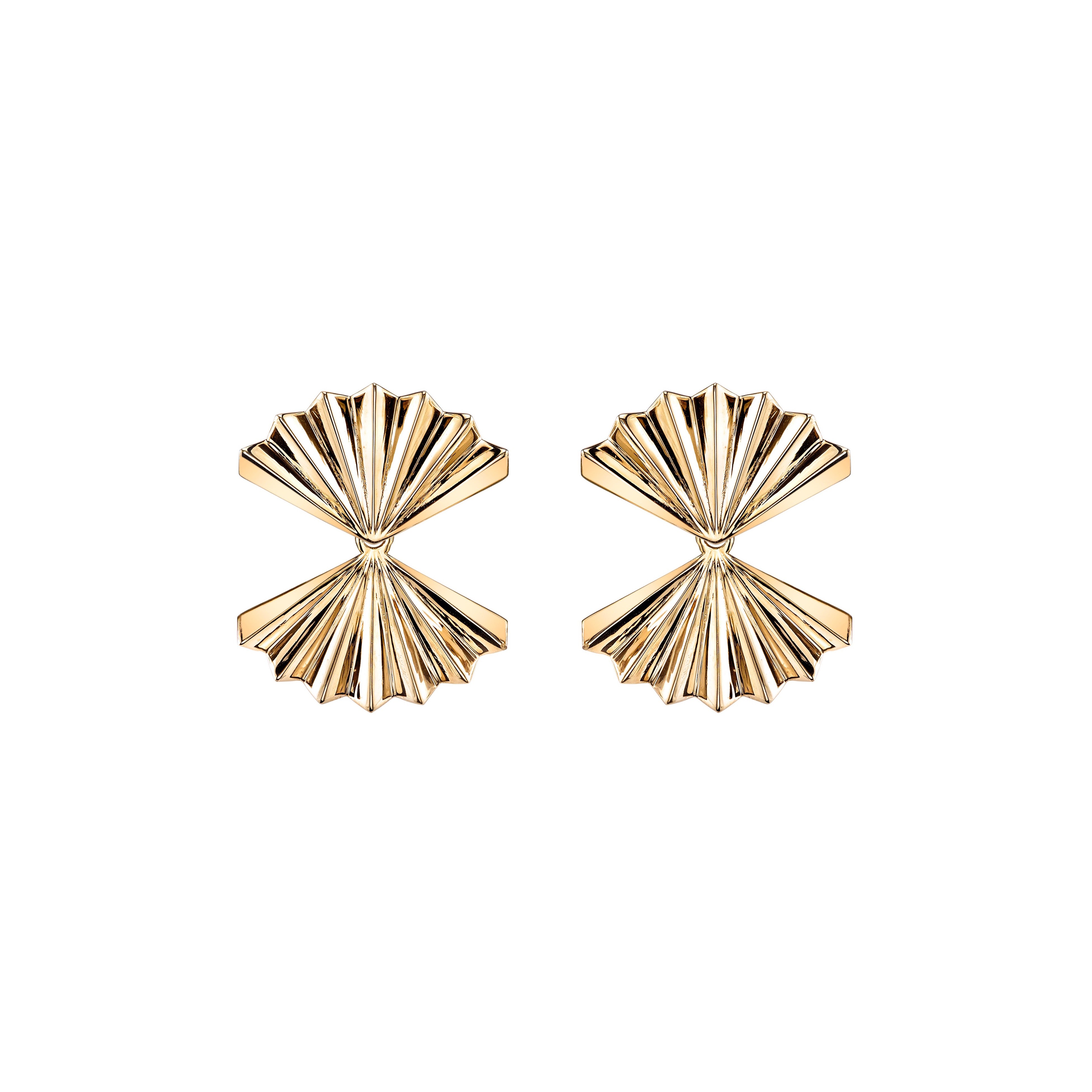 18k yellow gold double fan earring by Anita Ko Tiny Gods