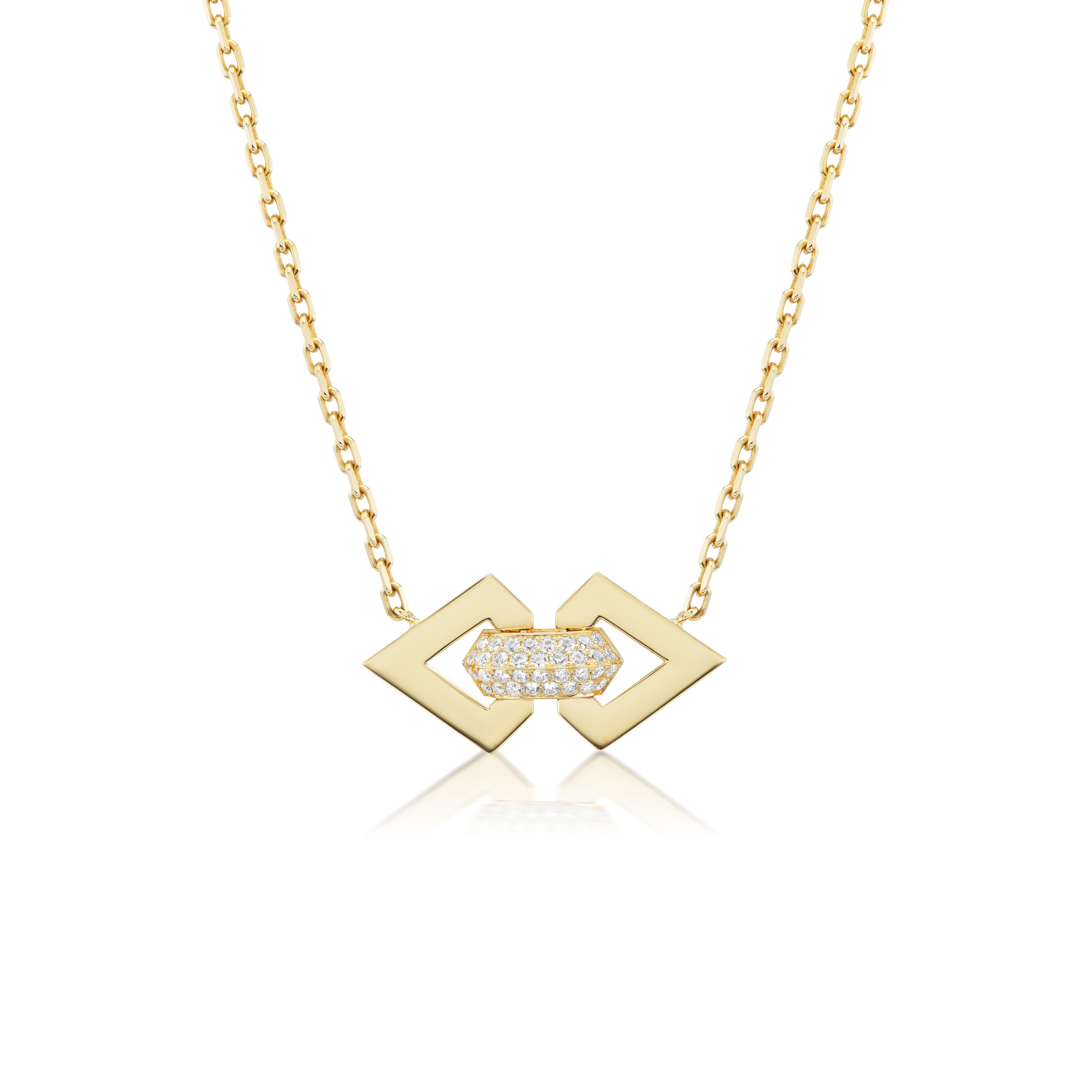 18k yellow gold diamond double brute pendant by Dries Criel Tiny Gods