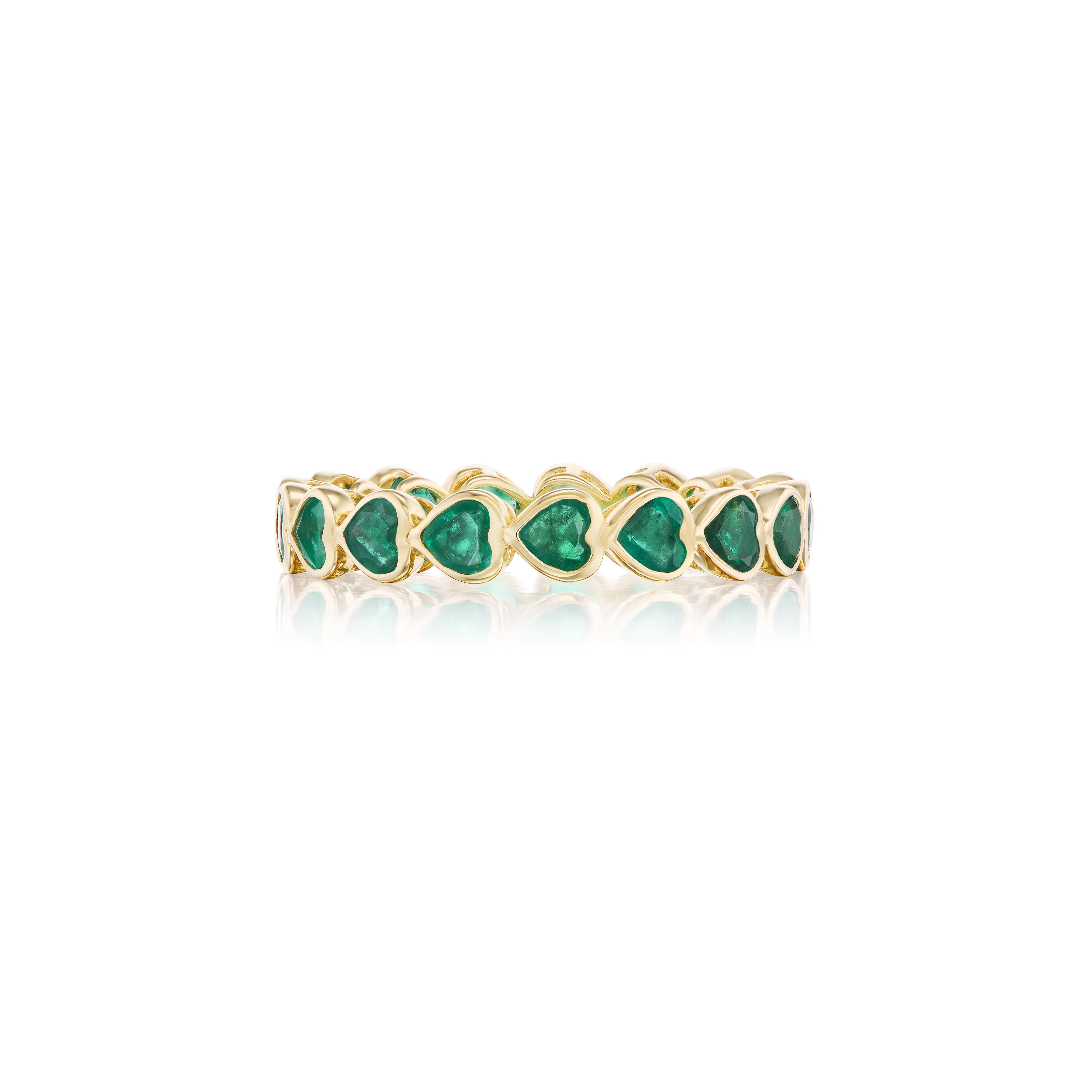 14k yellow gold emerald heart eternity band ring Tiny Gods