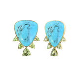 18k yellow gold turquoise and peridot hourglass earrings by Emily P. Wheeler Tiny Gods