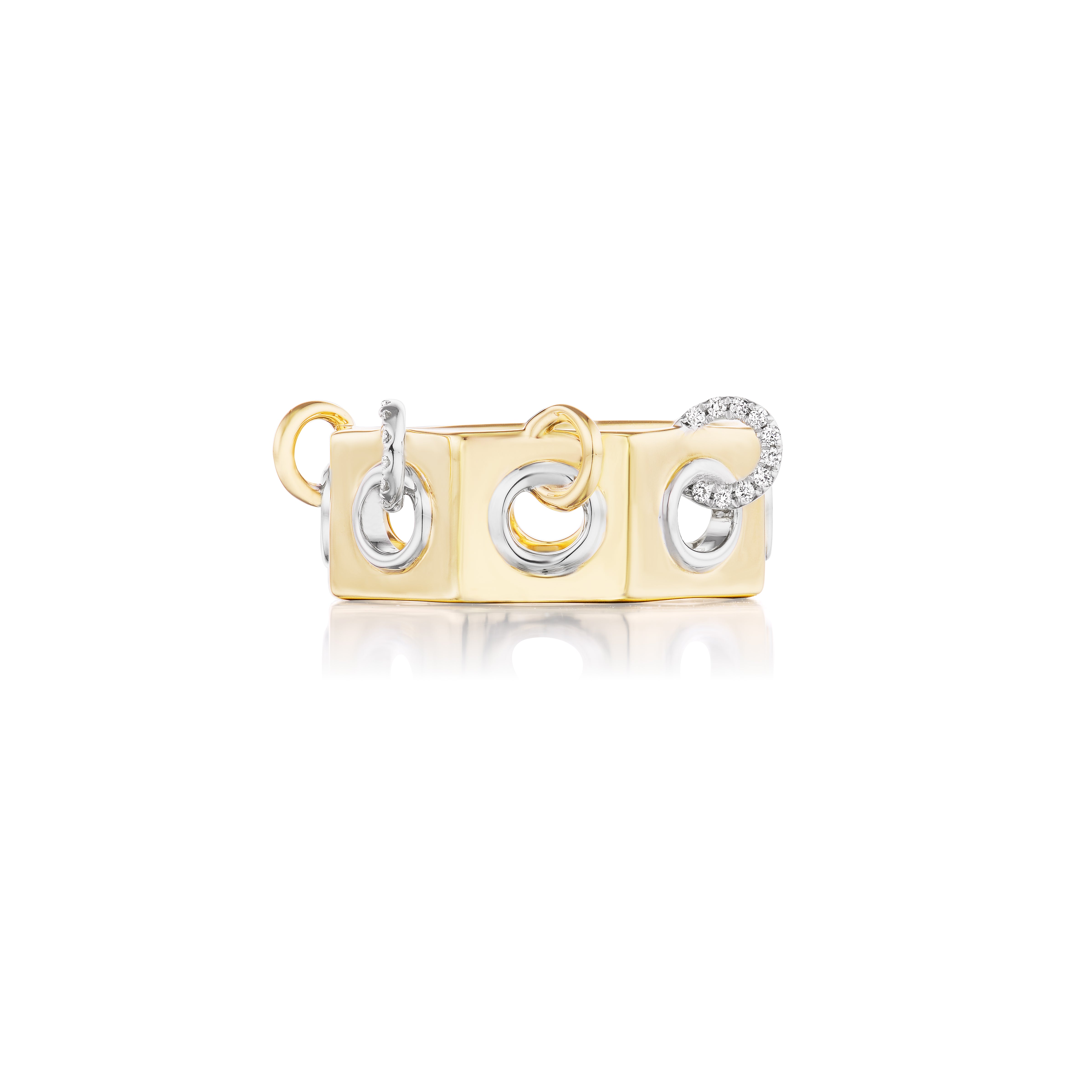 eyet ring white and yellow gold diamonds by Rainbow K Tiny Gods