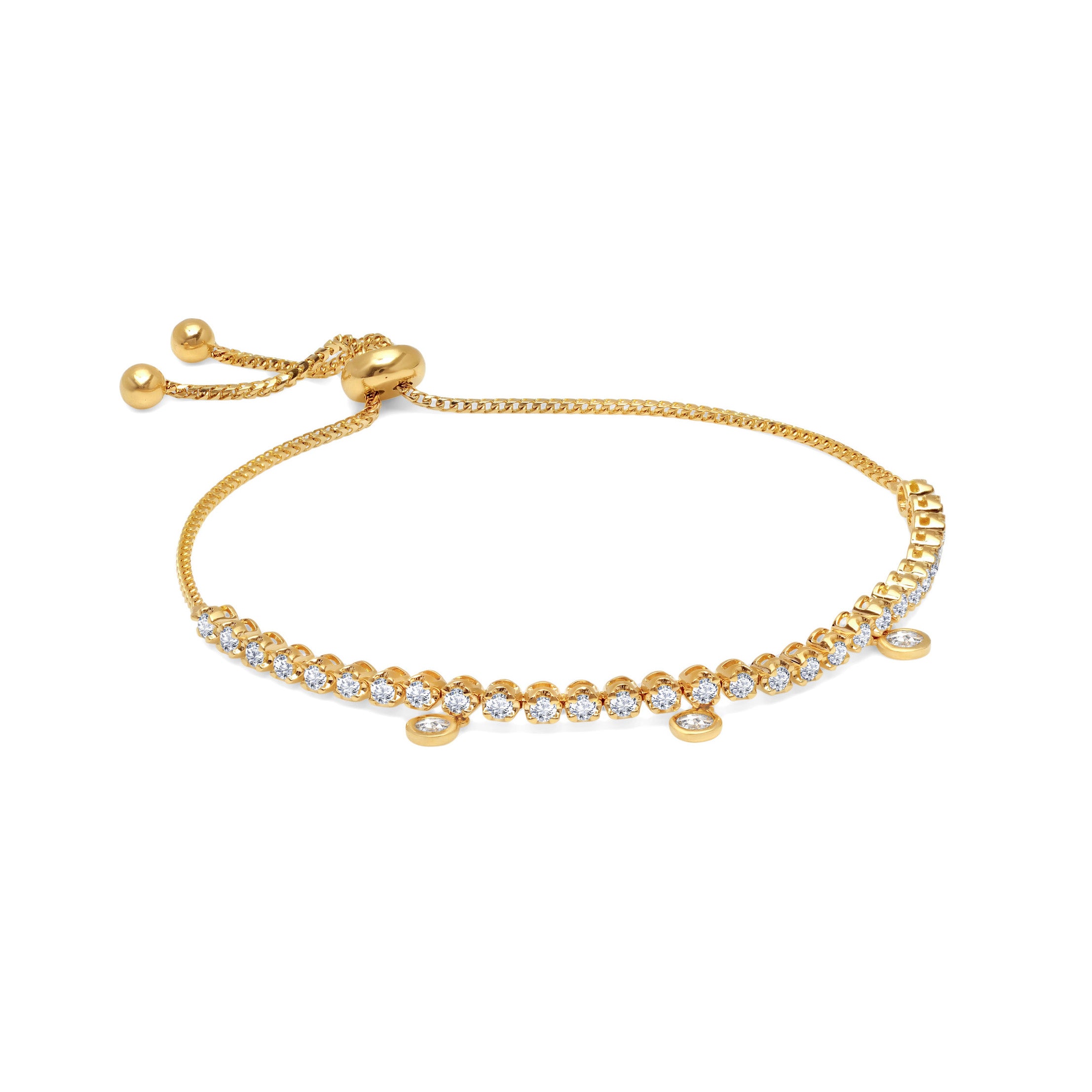 18k yellow gold floating diamond adjustable bolo bracelet Graziela tiny gods