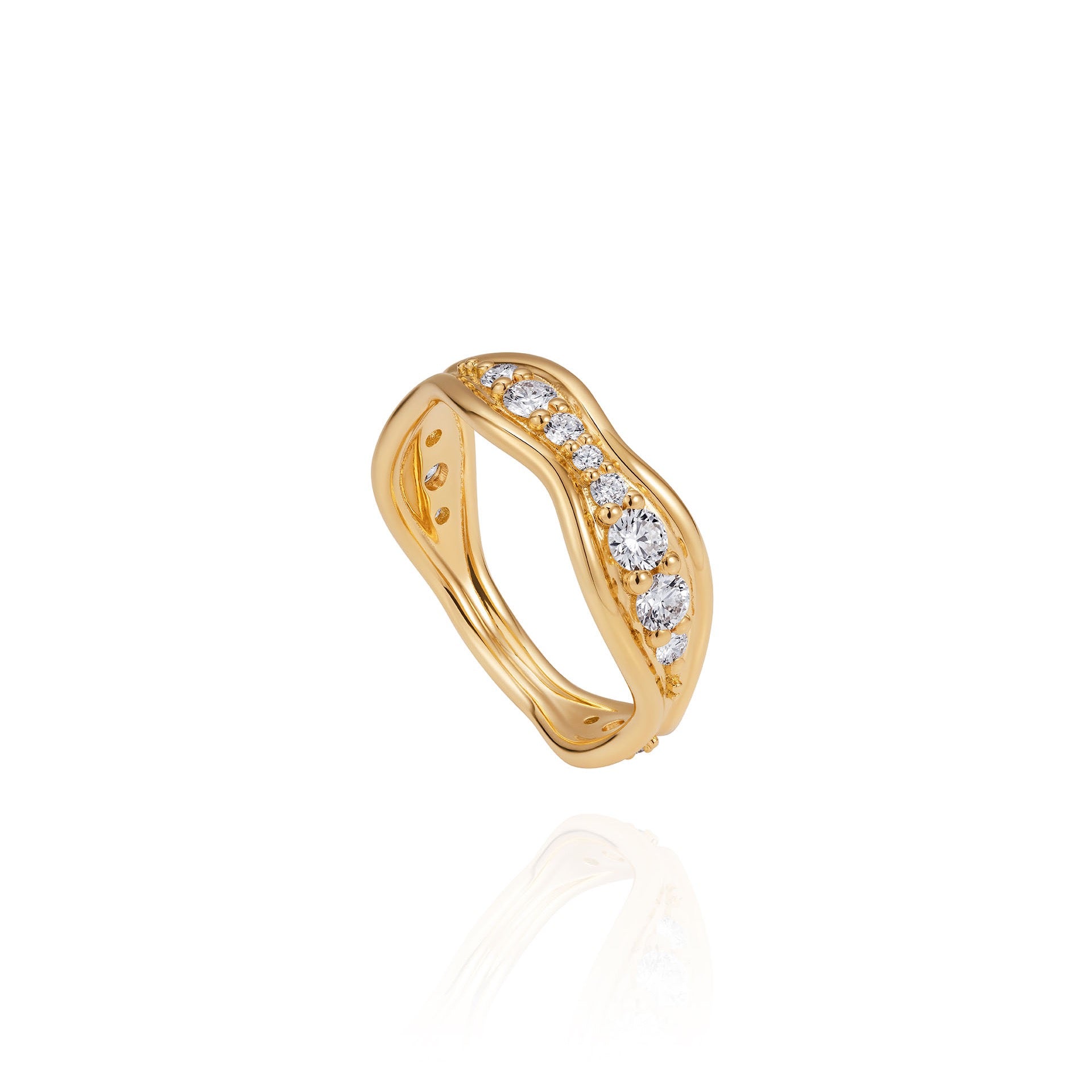 18k yellow gold and diamond fluid large band by Fernando Jorge Tiny Gods