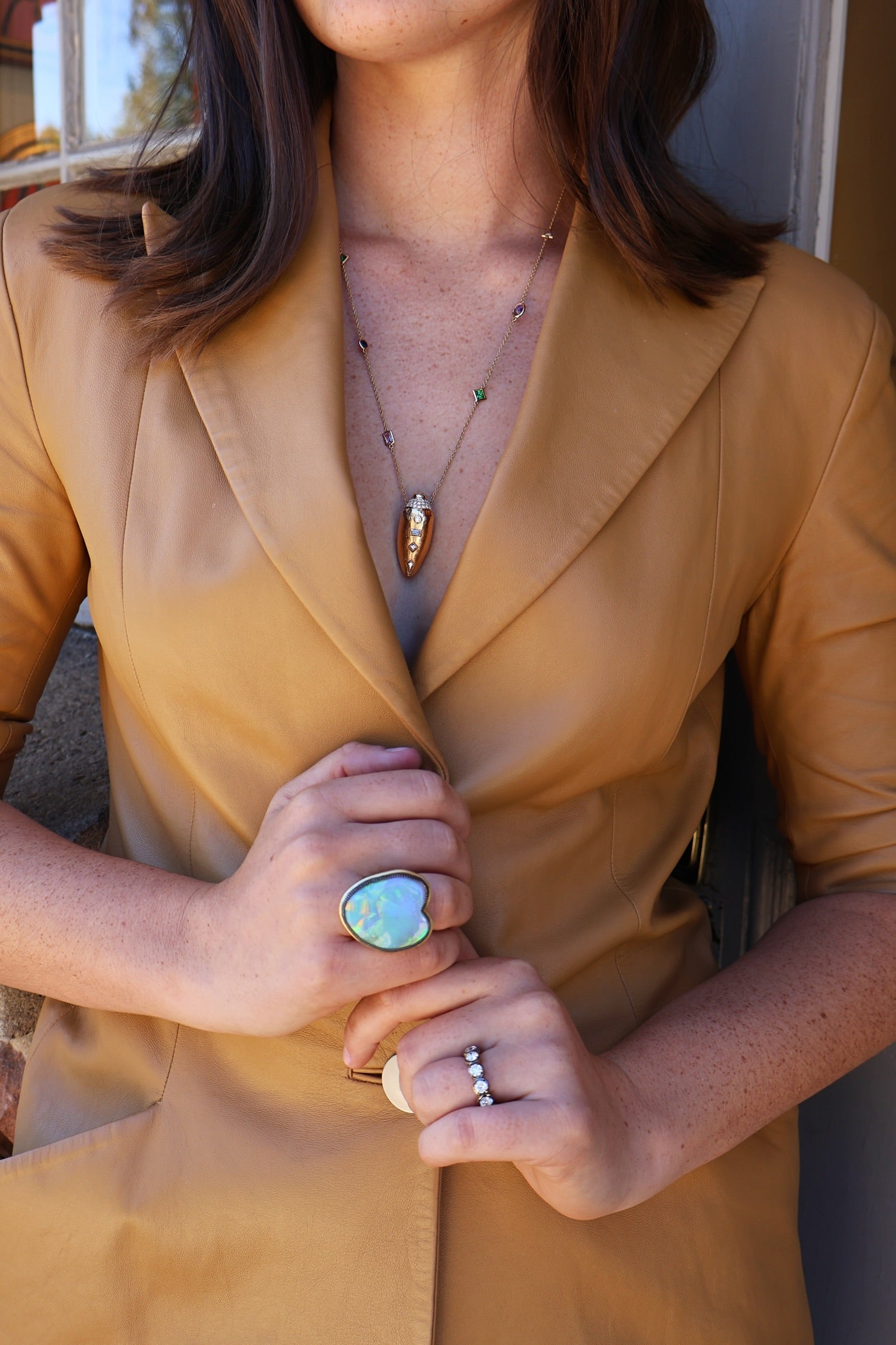 18k yellow gold gold wing scarab pop art necklace by Bibi Van Der Velden Tiny Gods