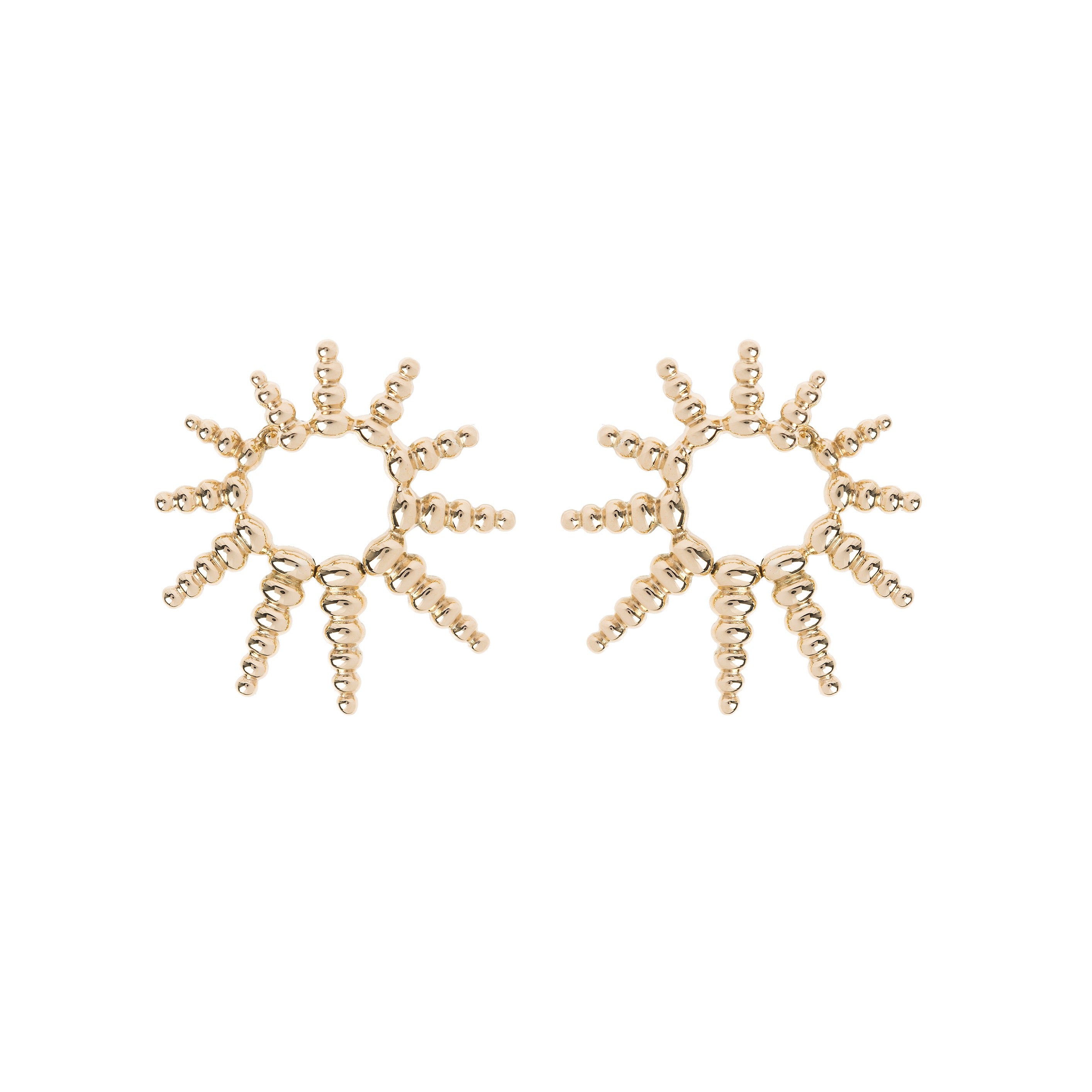 18k yellow gold sun spectrum earrings by Nikos Koulis Tiny Gods