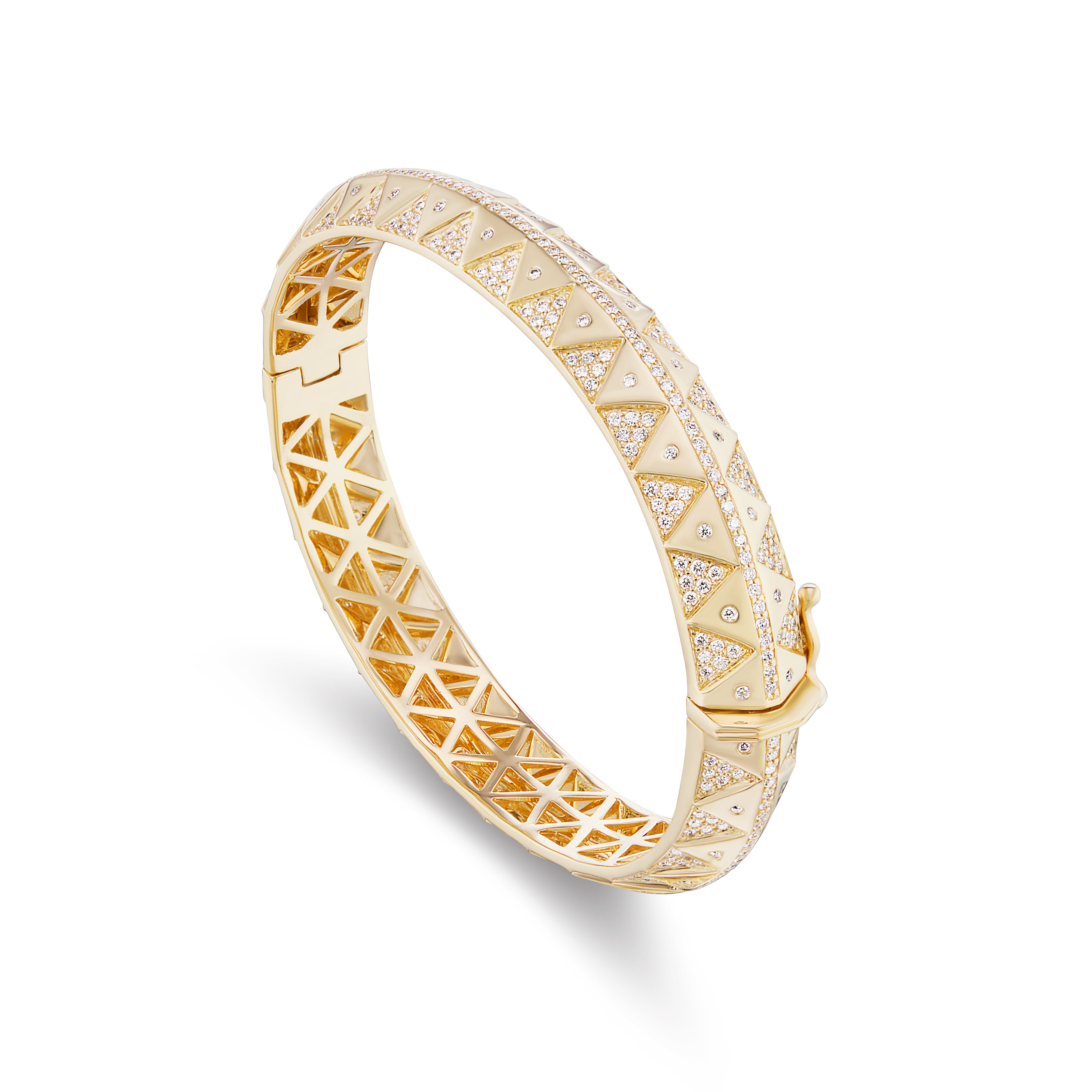 18k yellow gold and diamond chubby talisman bangle bracelet by Harwell Godfrey Tiny Gods