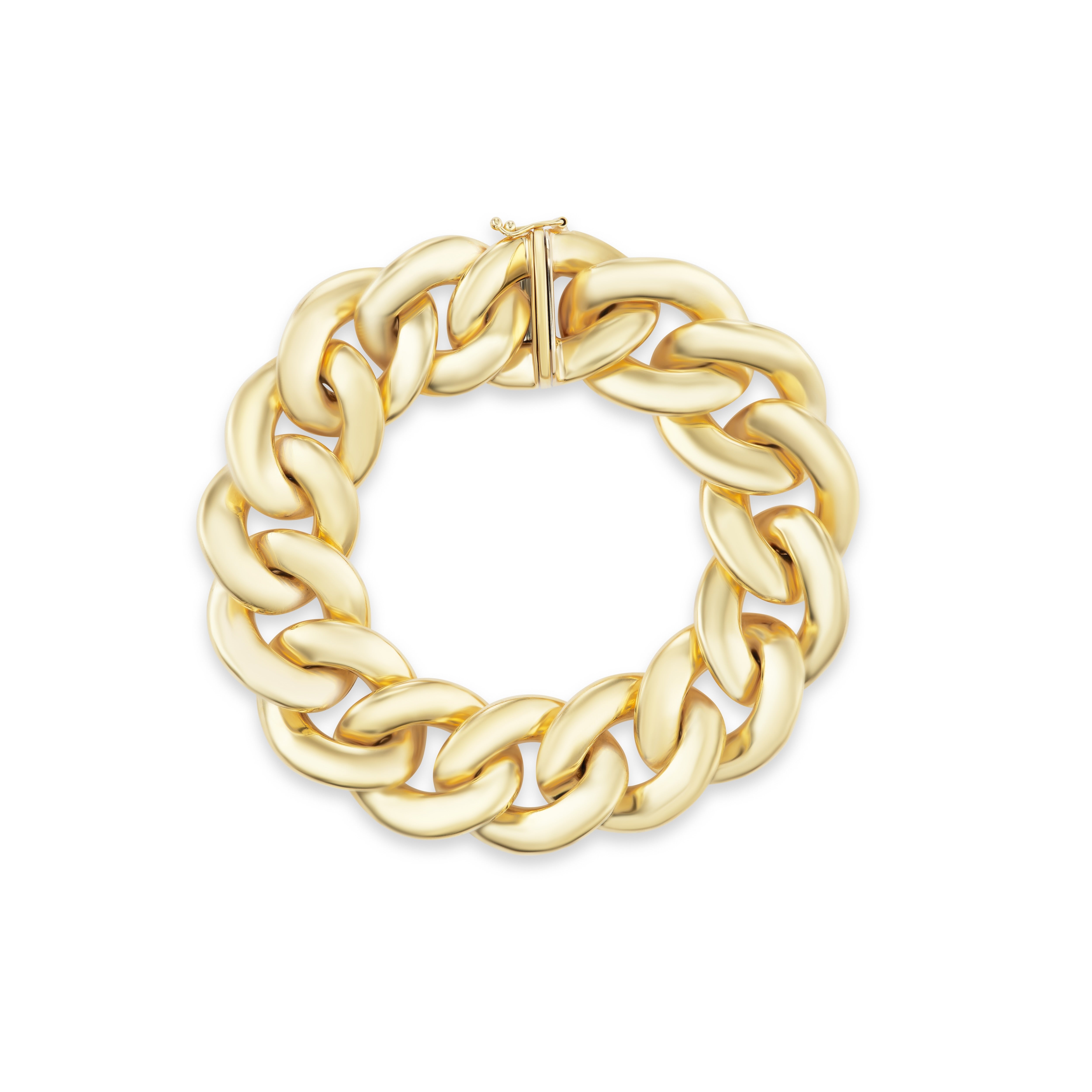 18k yellow gold heavy chunky curb link bracelet tiny gods
