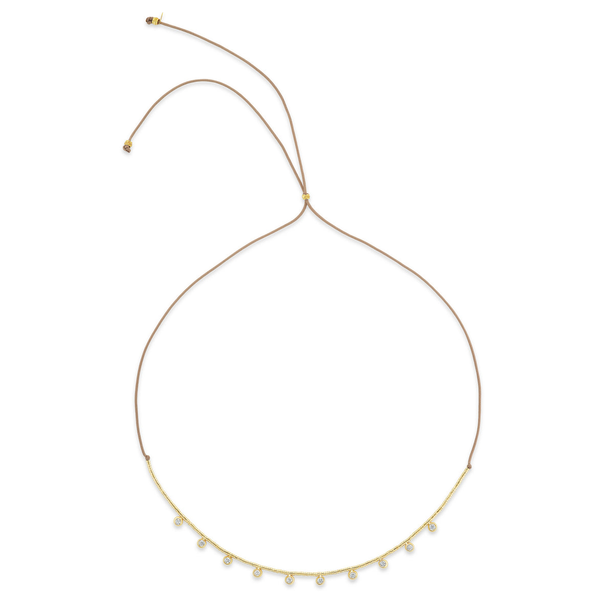 22k yellow gold 1ct diamond bezel set snake bead necklace by Kiaia Tiny Gods