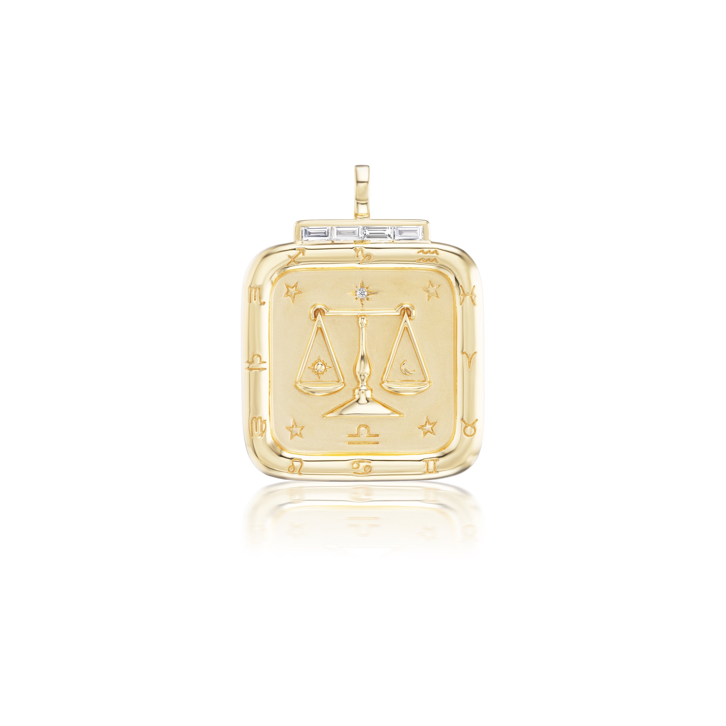 18k yellow gol libra zodiac pendant with diamonds sorellina tiny gods