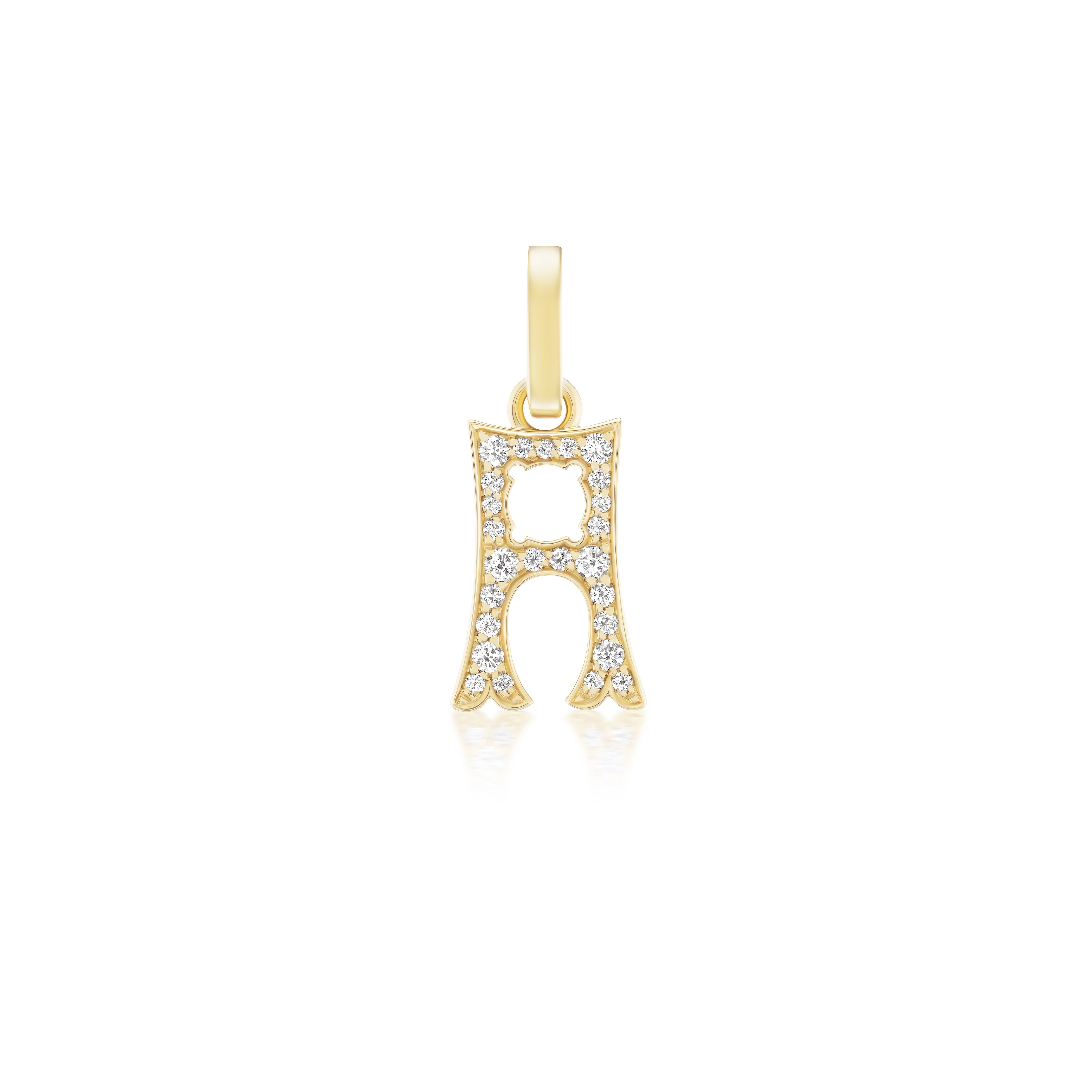18k yellow gold diamond letter a initial pendant charm by Marie Lichtenberg Tiny Gods