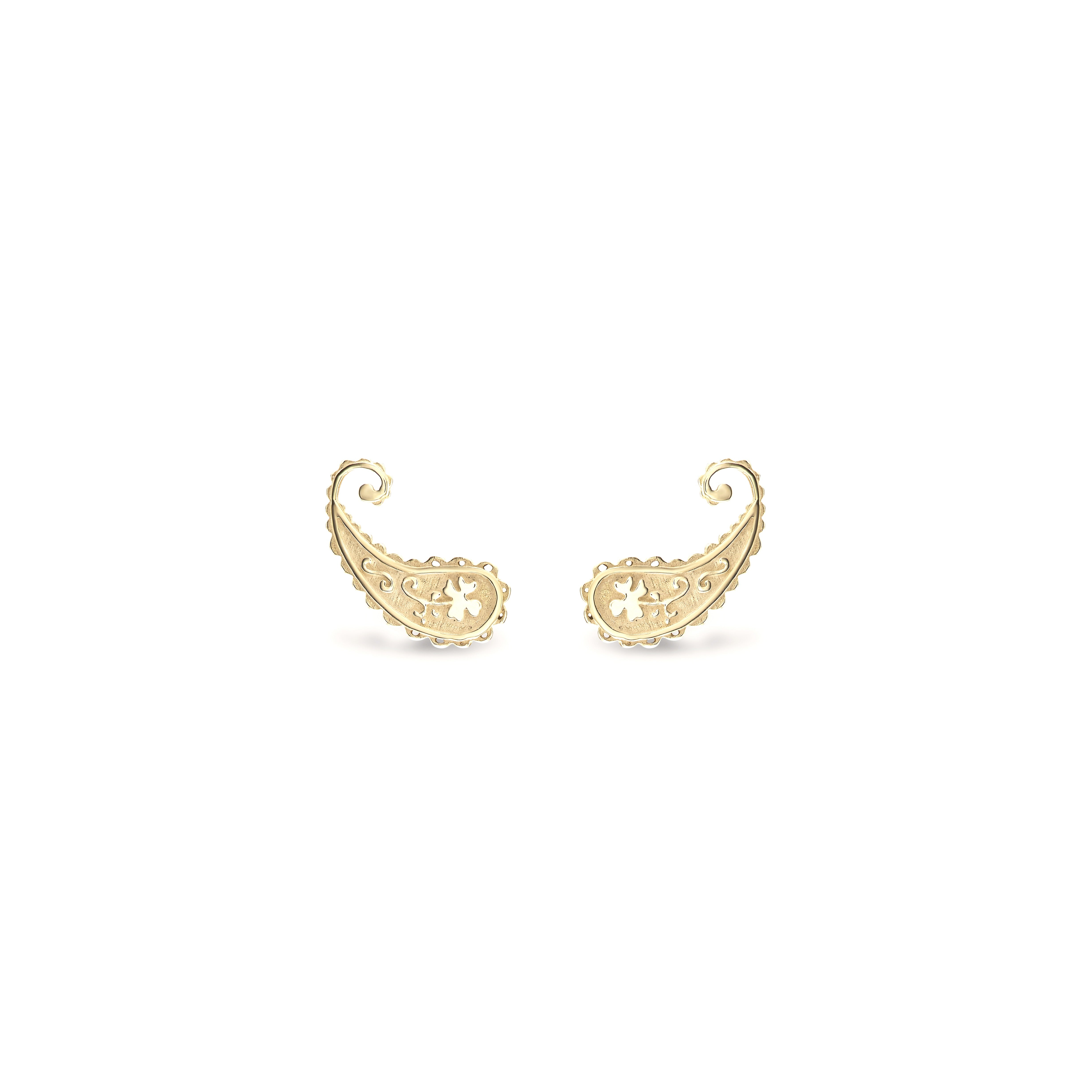 14k yellow gold southwestern paisley stud earrings by Marlo Laz Tiny Gods