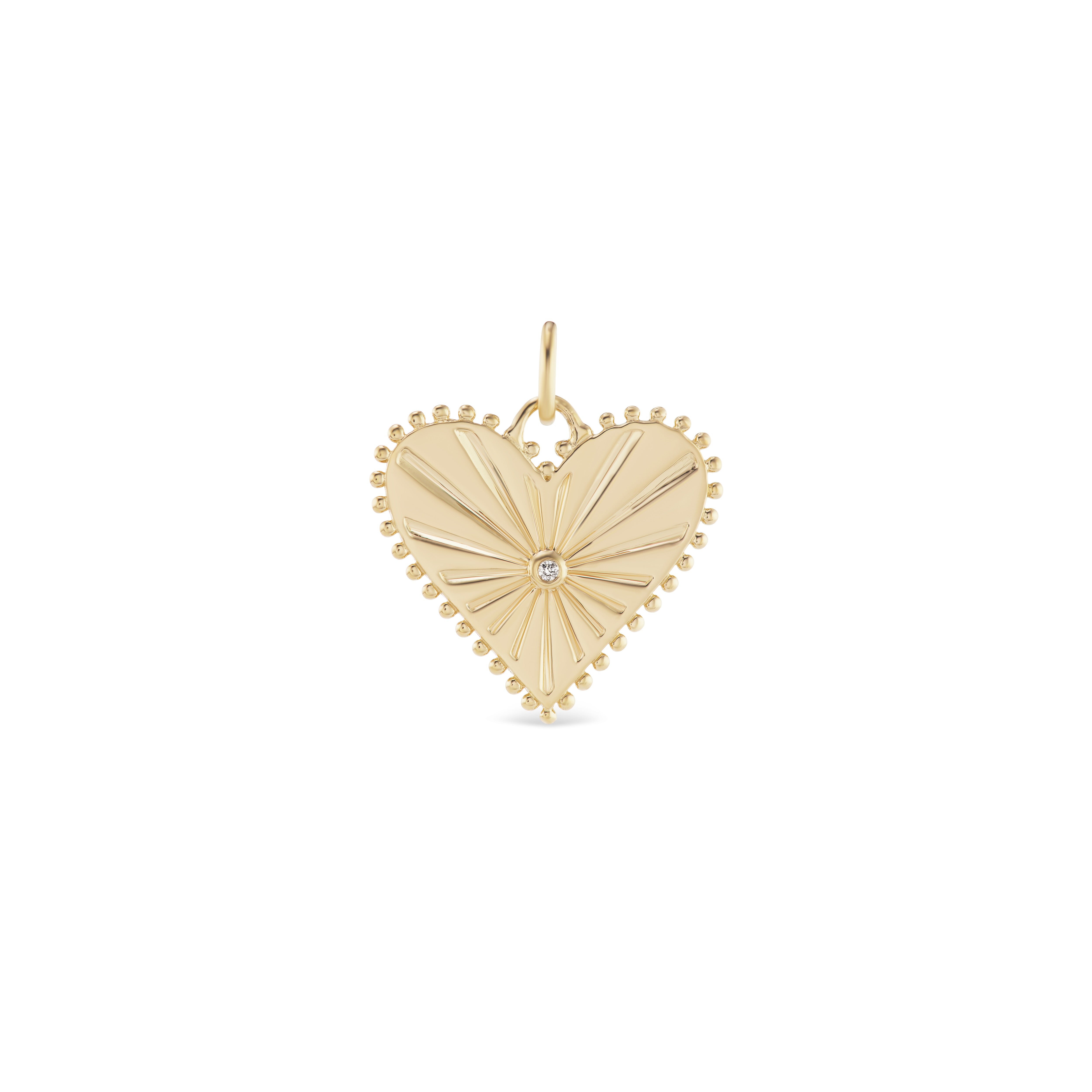 14k yellow gold small diamond Pour Toujour heart charm by Marlo Laz Tiny Gods