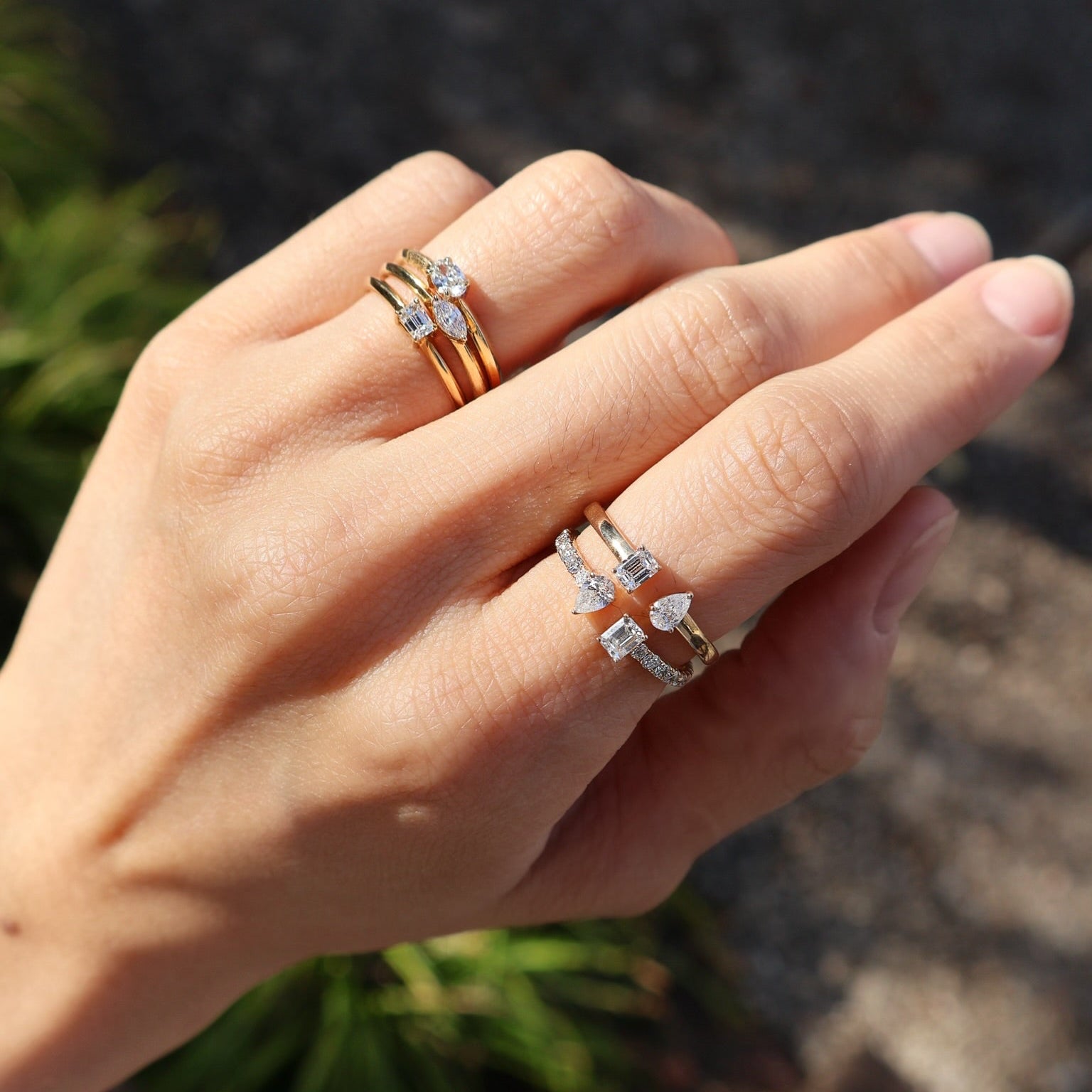 14k yellow gold single marquis diamond stacker solitaire ring Tiny Gods