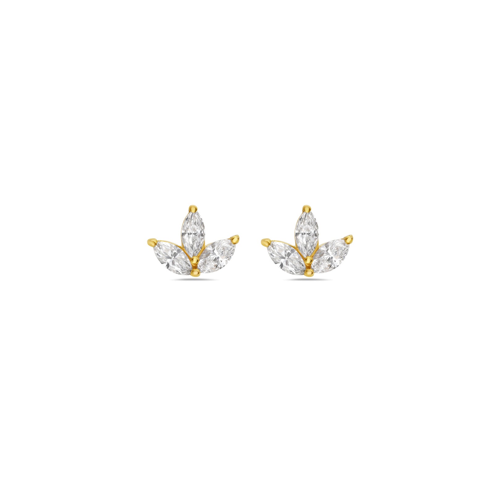 14k yellow gold marquis diamond cluster stud earring Tiny Gods