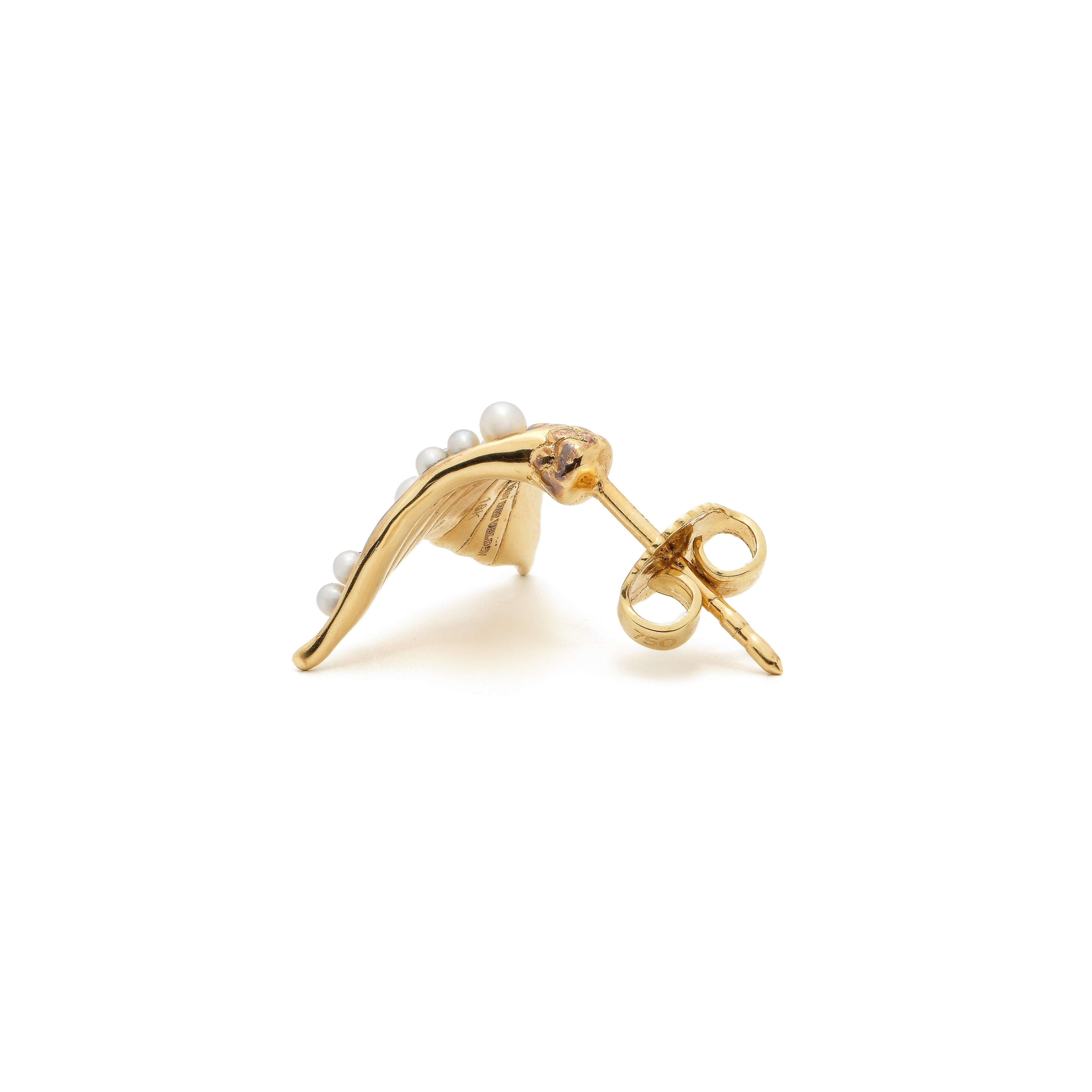 Tiny Pearl Flipper Stud Earring