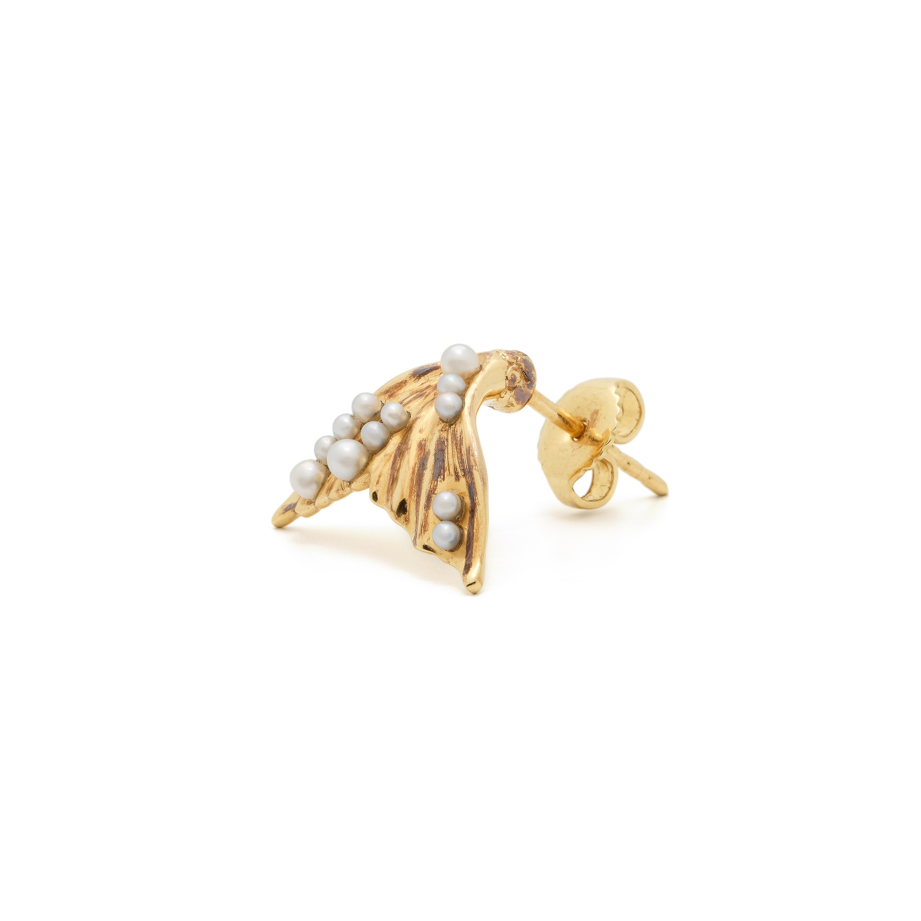 Tiny Pearl Flipper Stud Earring