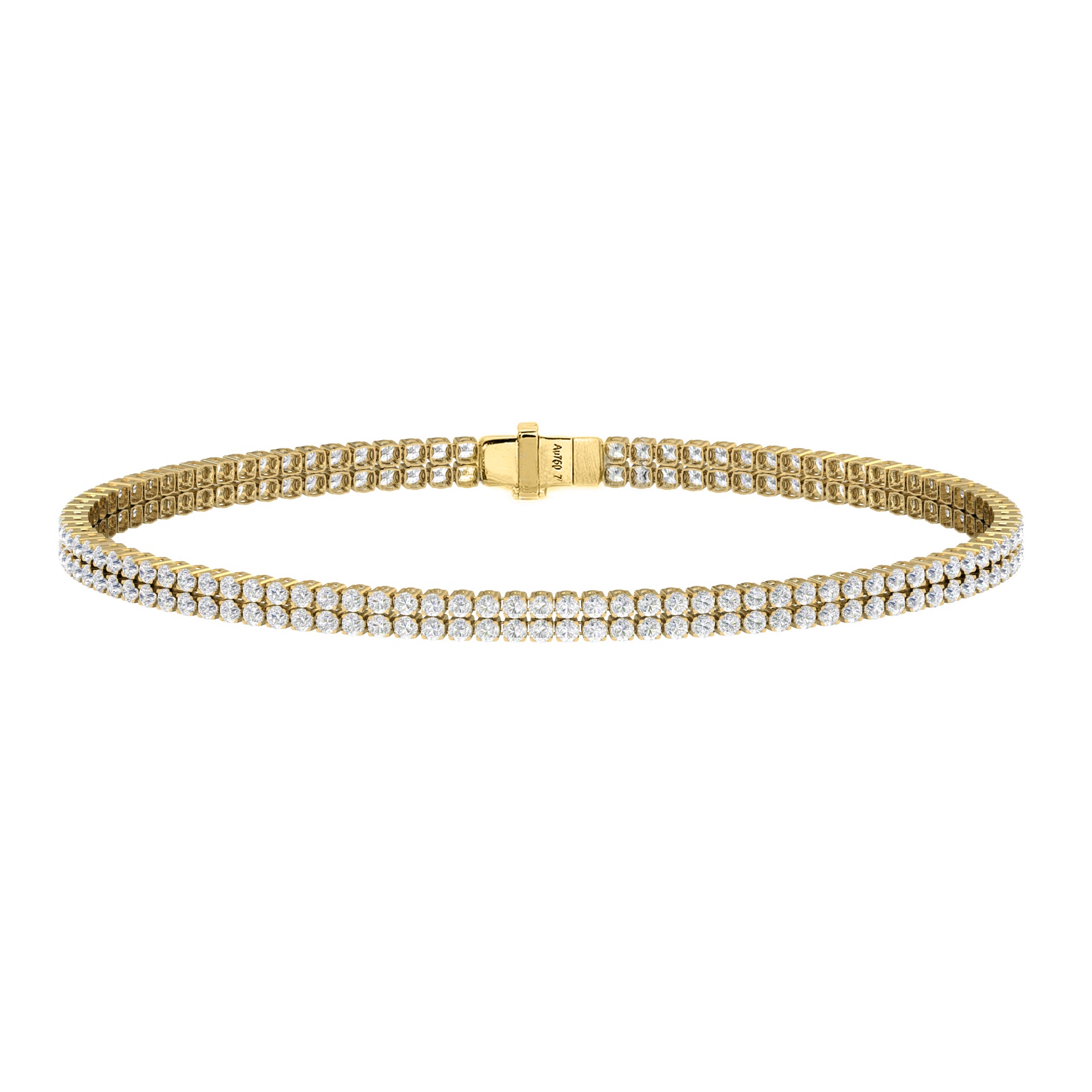 18k yellow gold double diamond invisible tennis bracelet Tiny Gods