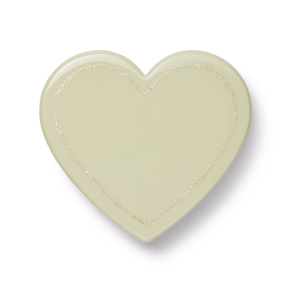 Mint green lacquer Love is all wood jewelry box with gold inlay by trove Tiny Gods