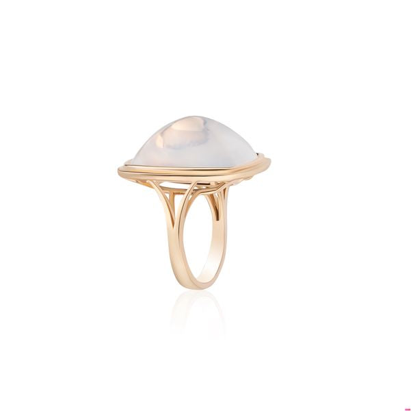 'Rock n Roll' Moon Quartz Sugarloaf Cabochon Ring by goshwara tiny gods