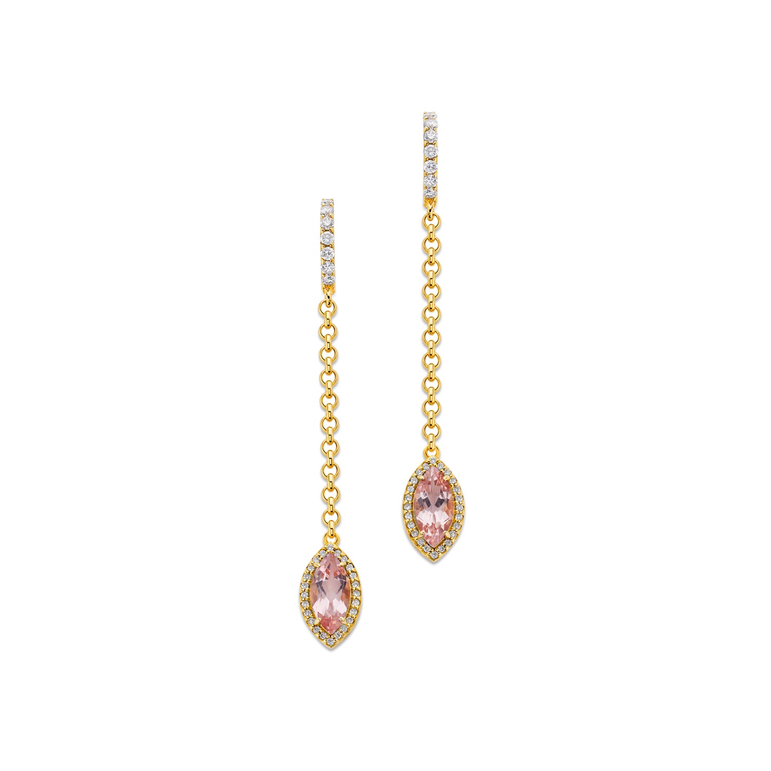 morganite drop earrings yellow gold 20k buddha mama tiny gods
