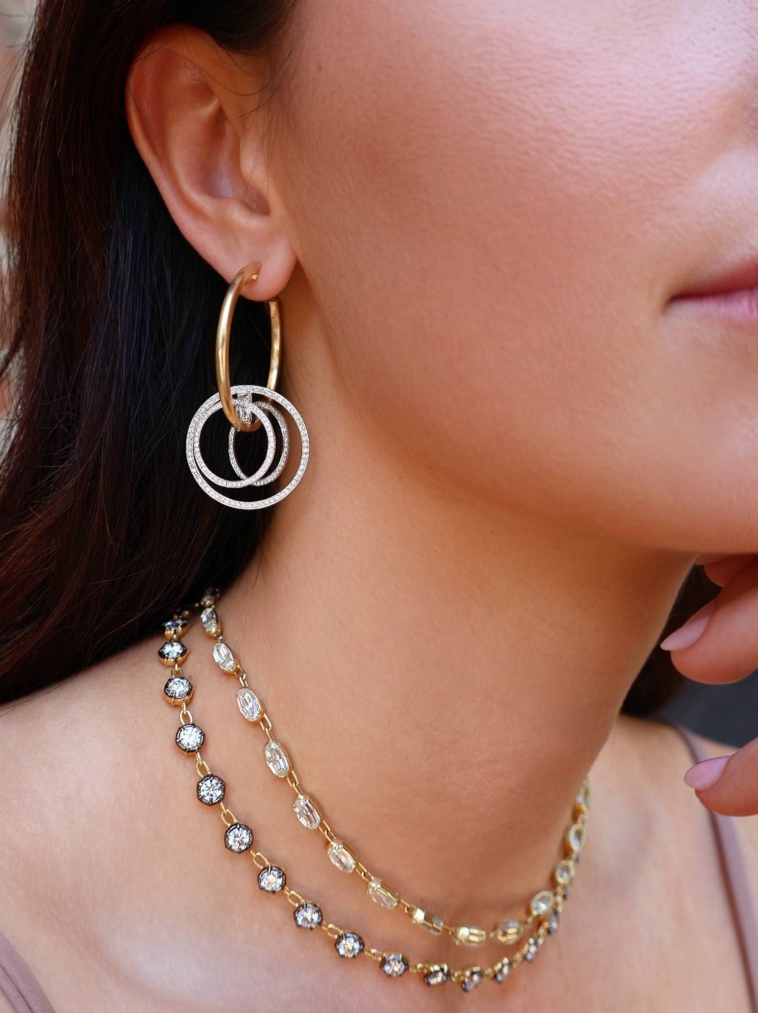 nikos koulis earrings oui gold hoops with diamonds orbit tiny gods