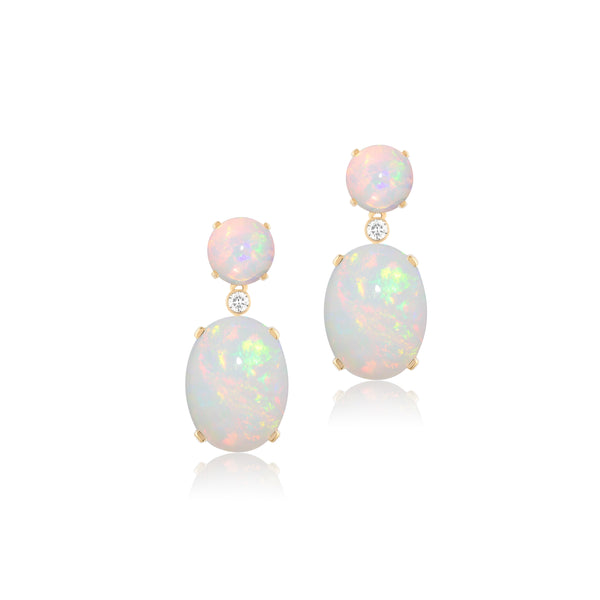 18k yellow gold limited edition opal drop earrings with diamonds by Goshwara Tiny Gods