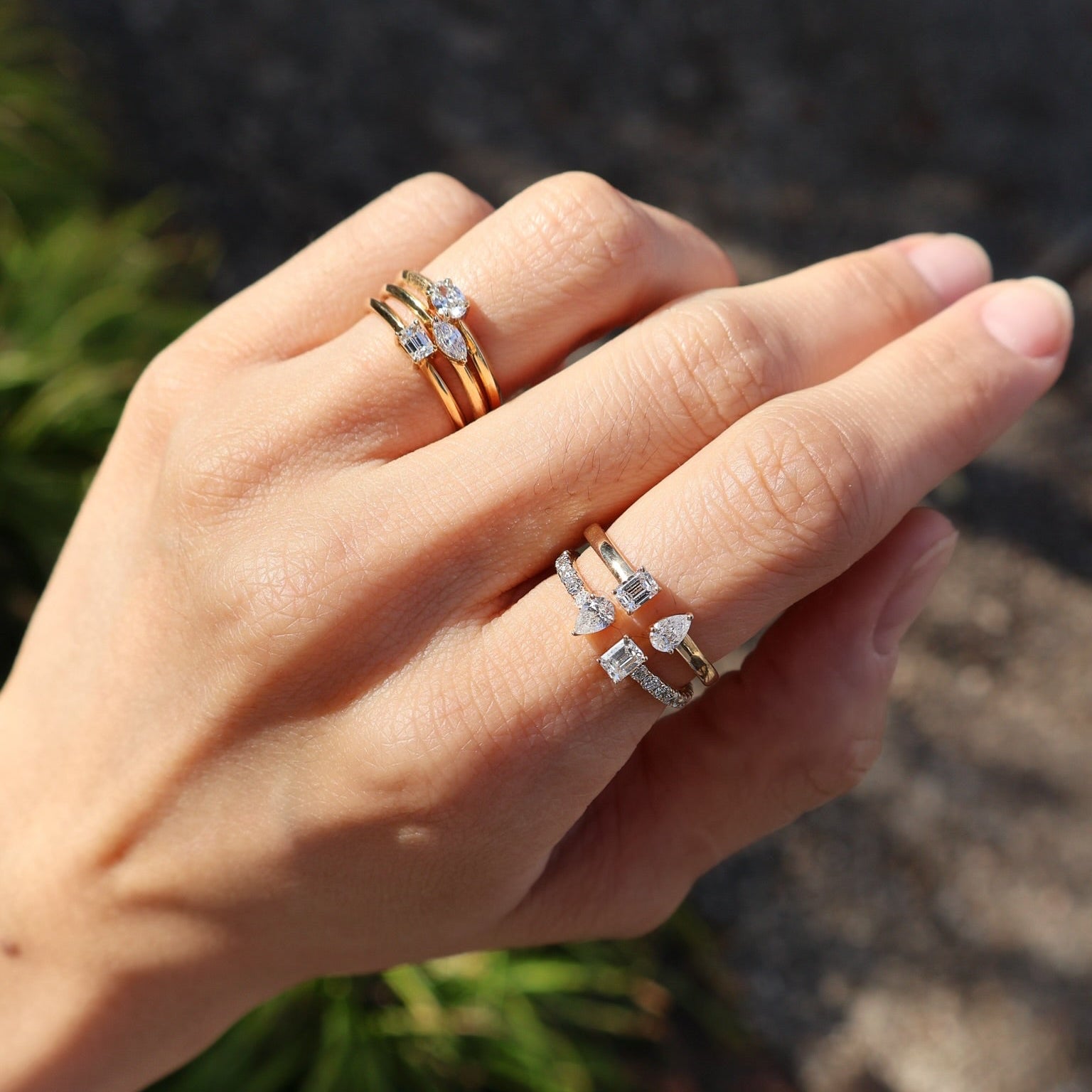 14k yellow gold single cut oval diamond solitaire band ring Tiny Gods