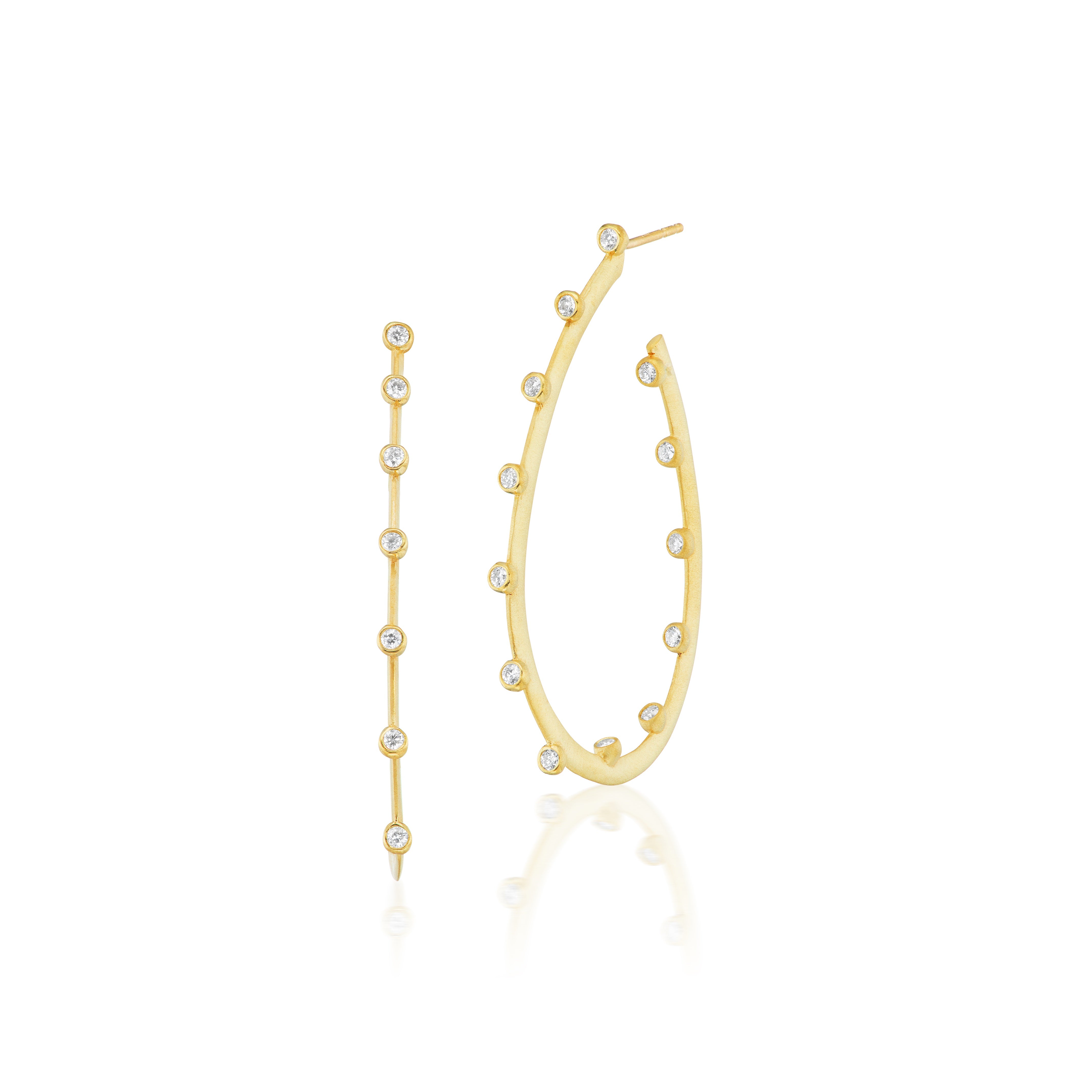 18k yellow gold large hoopla oval diamond earrings Suzy Landa Tiny Gods sale