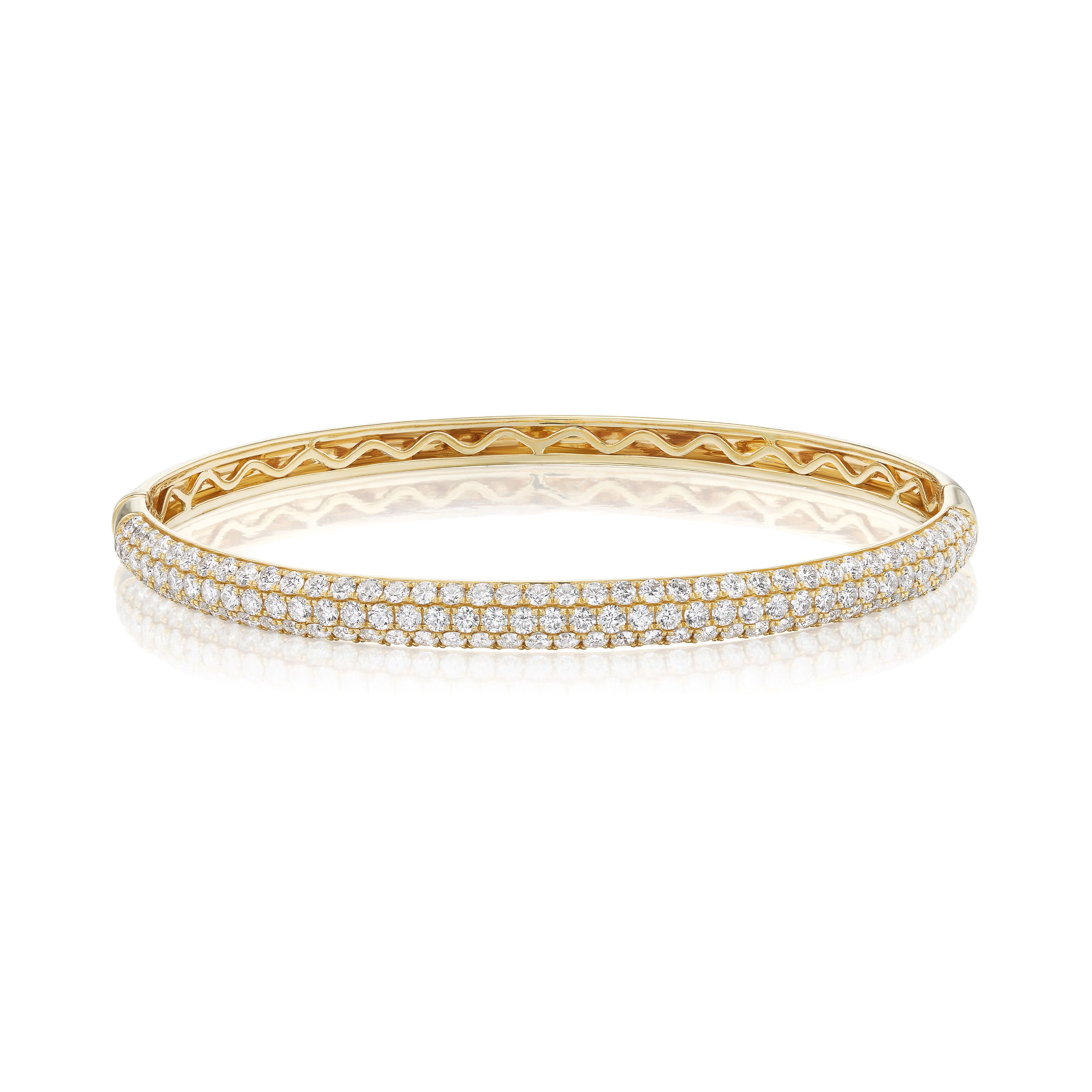 14k yellow gold pave diamond bangle bracelet tiny gods