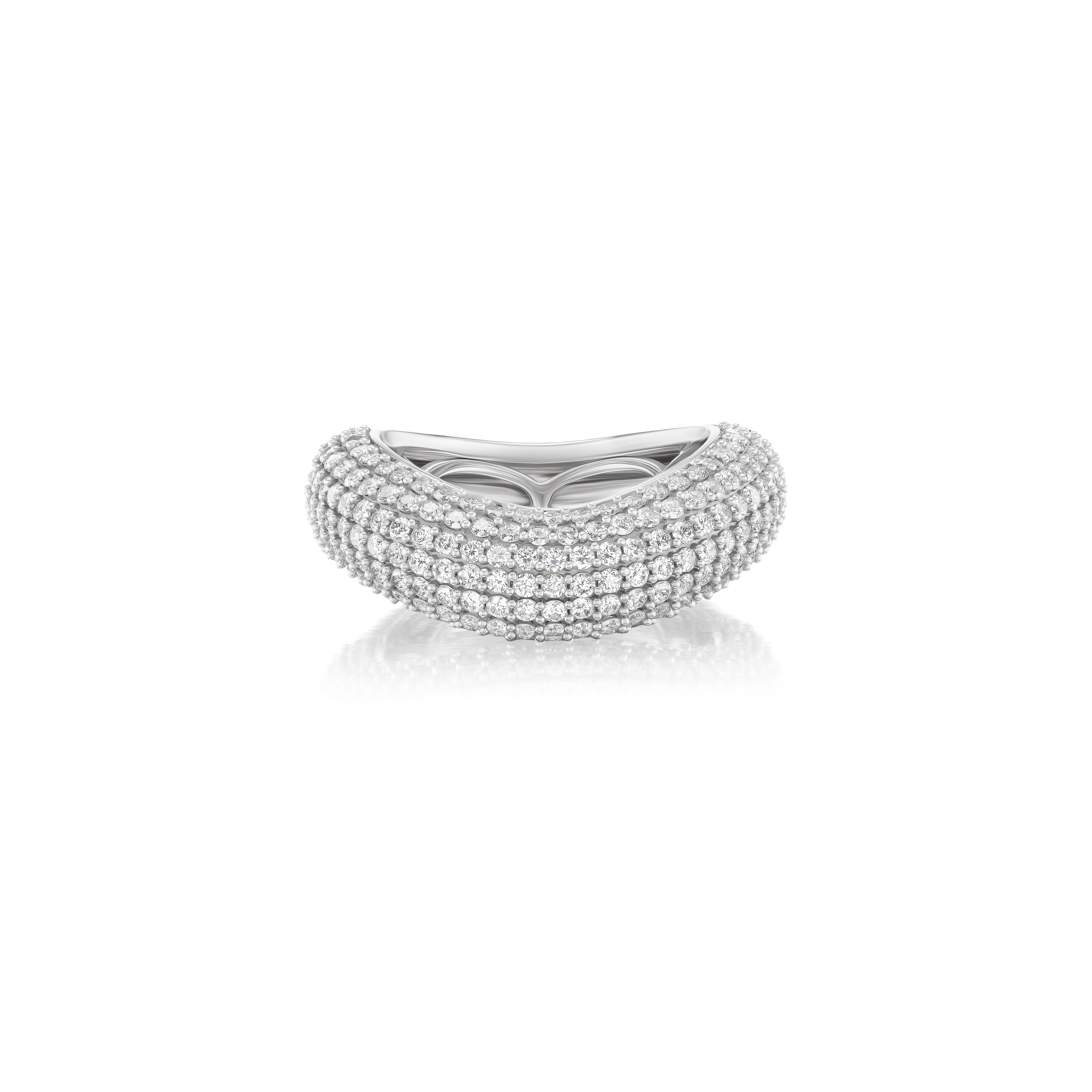 14k white gold diamond pave wave illusion band ring by Rainbow K Tiny Gods