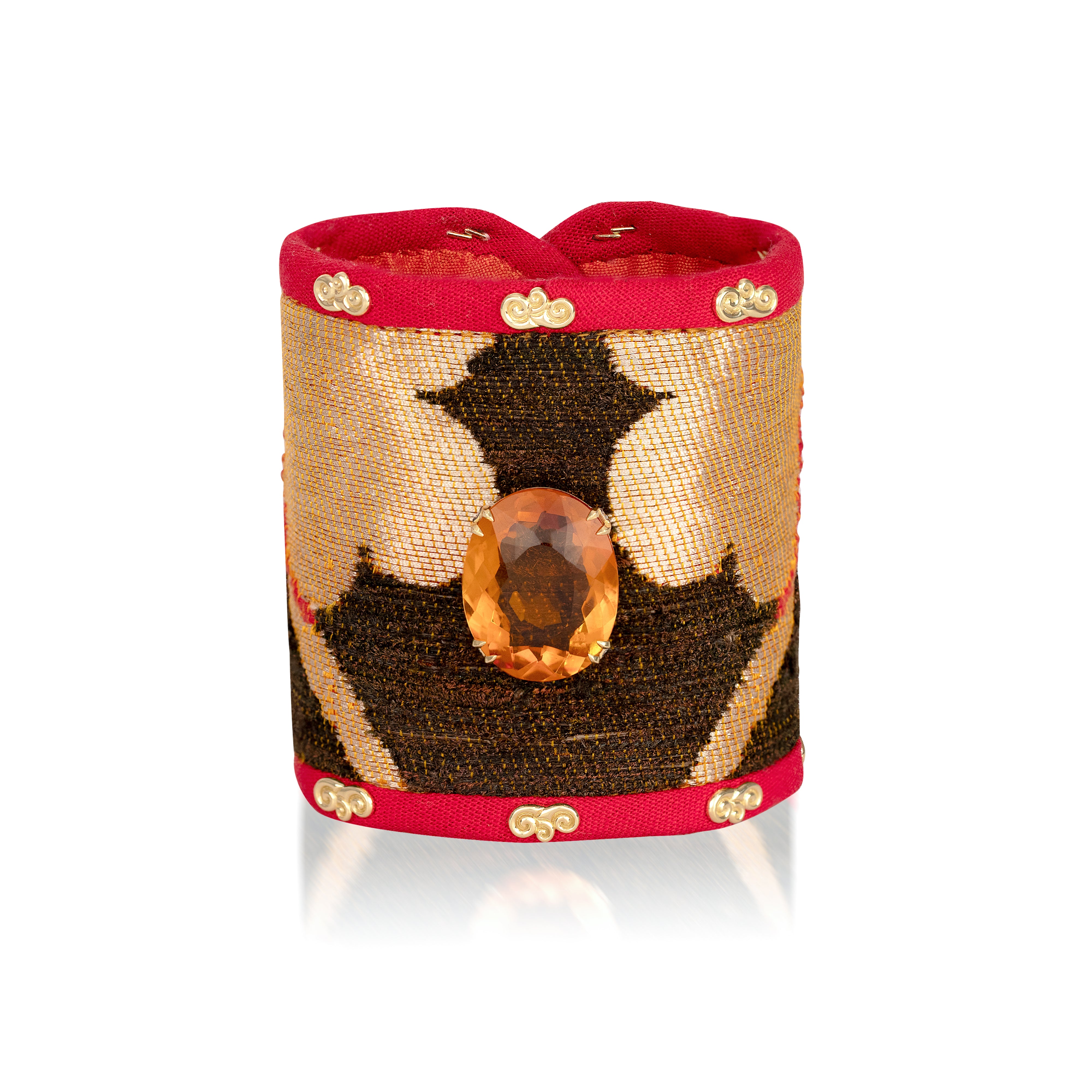 peacock feather woven fabric brocade cloud citrine cuff bracelet silvia furmanovich tiny gods