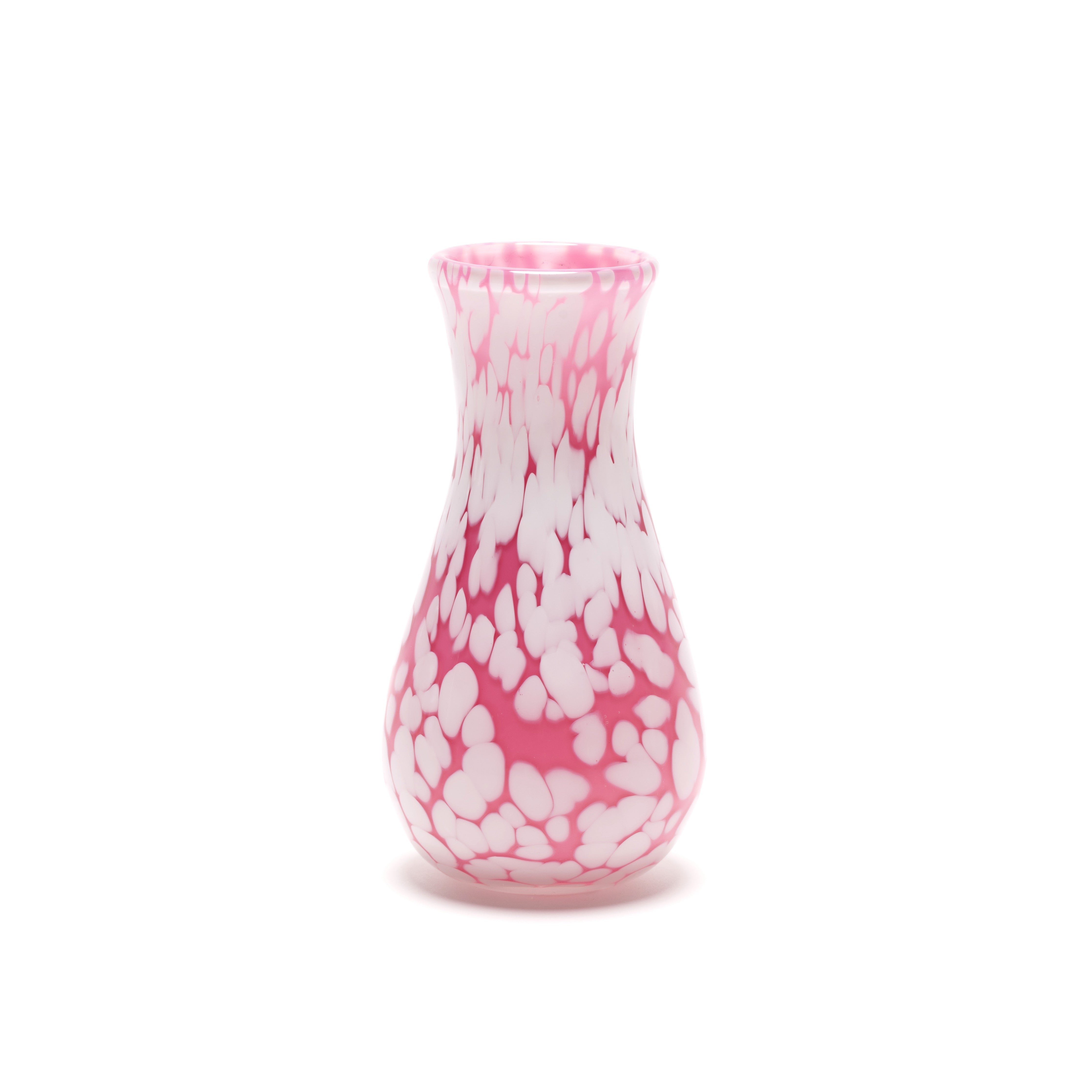 Pink/White Spotted Bud Vase by Paul Arnhold Glass TinyGods