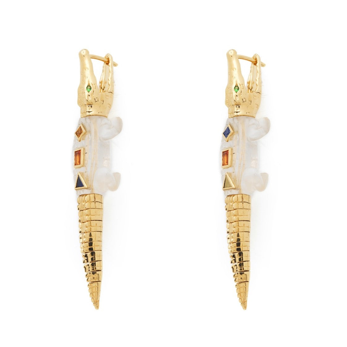 18k yellow gold pop art crystal alligator bite earring by Bibi Van Der Velden Tiny Gods