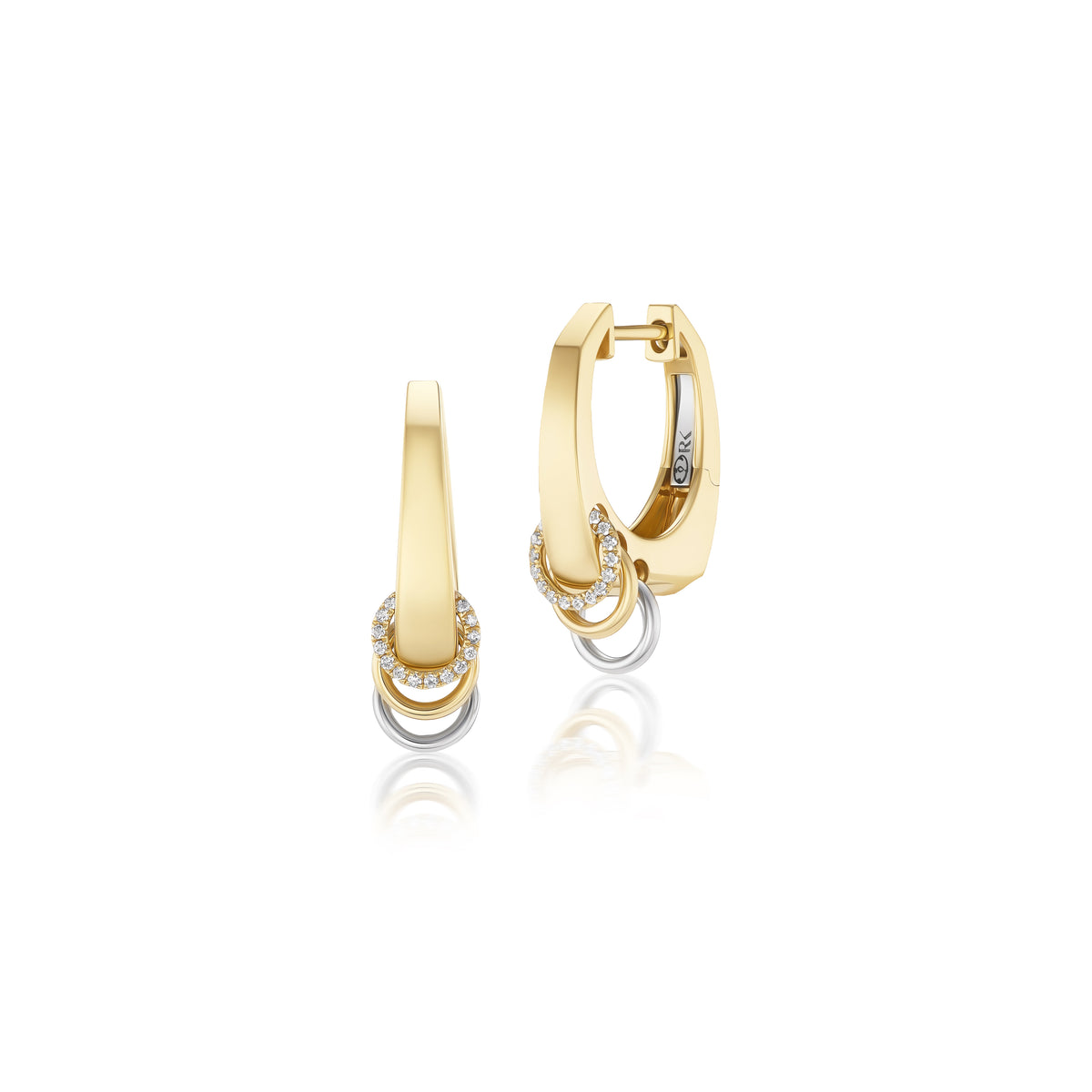14 yellow gold white gold diamond nano grace small hoop earrings by Rainbow K Tiny Gods
