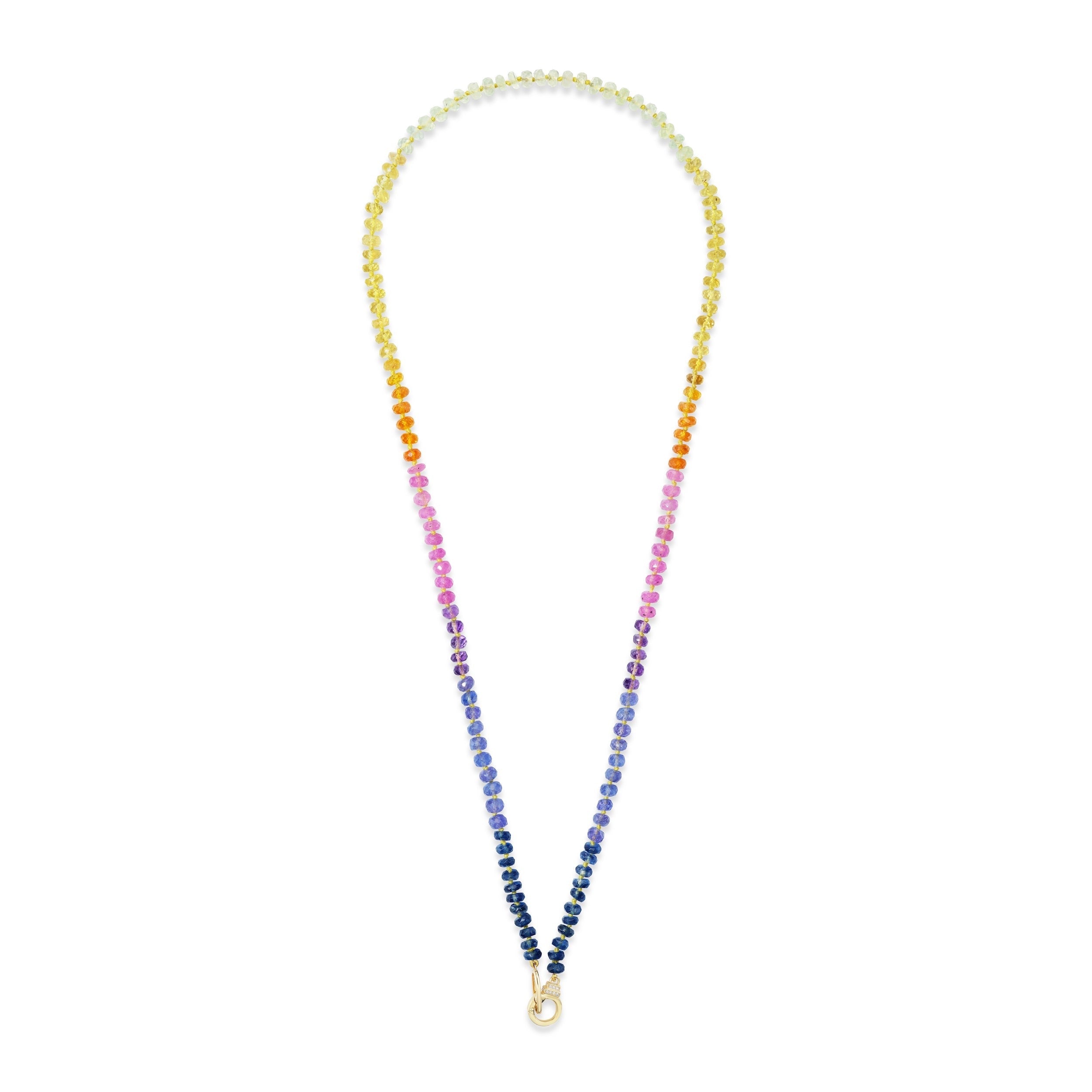 rainbow sorellina beaded necklace with gold clasp diamonds tiny gods