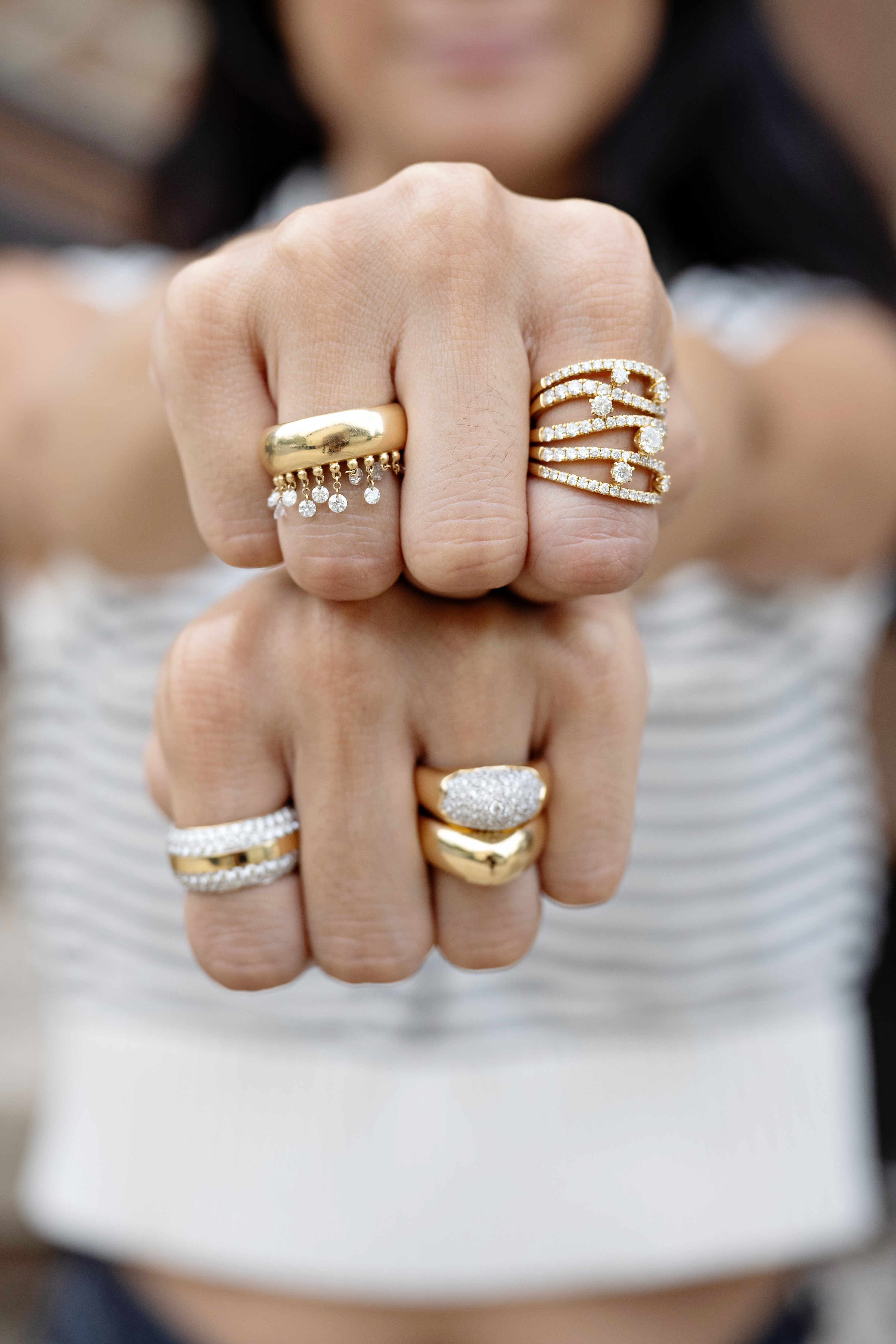 18k yellow gold diamond rio cage ring by Graziela Tiny Gods