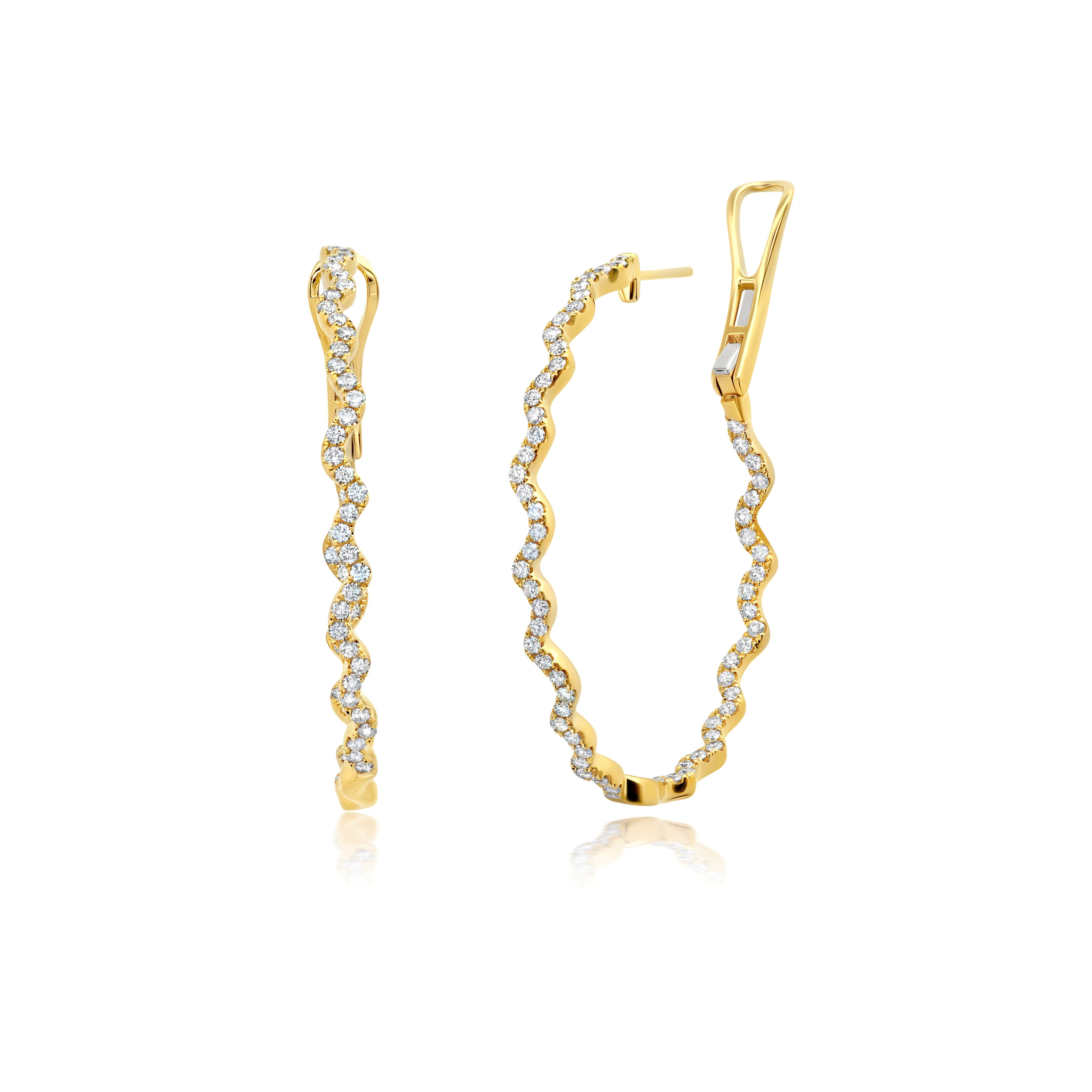 18k yellow gold rio diamond inside outside hoop earrings by Graziela Tiny Gods