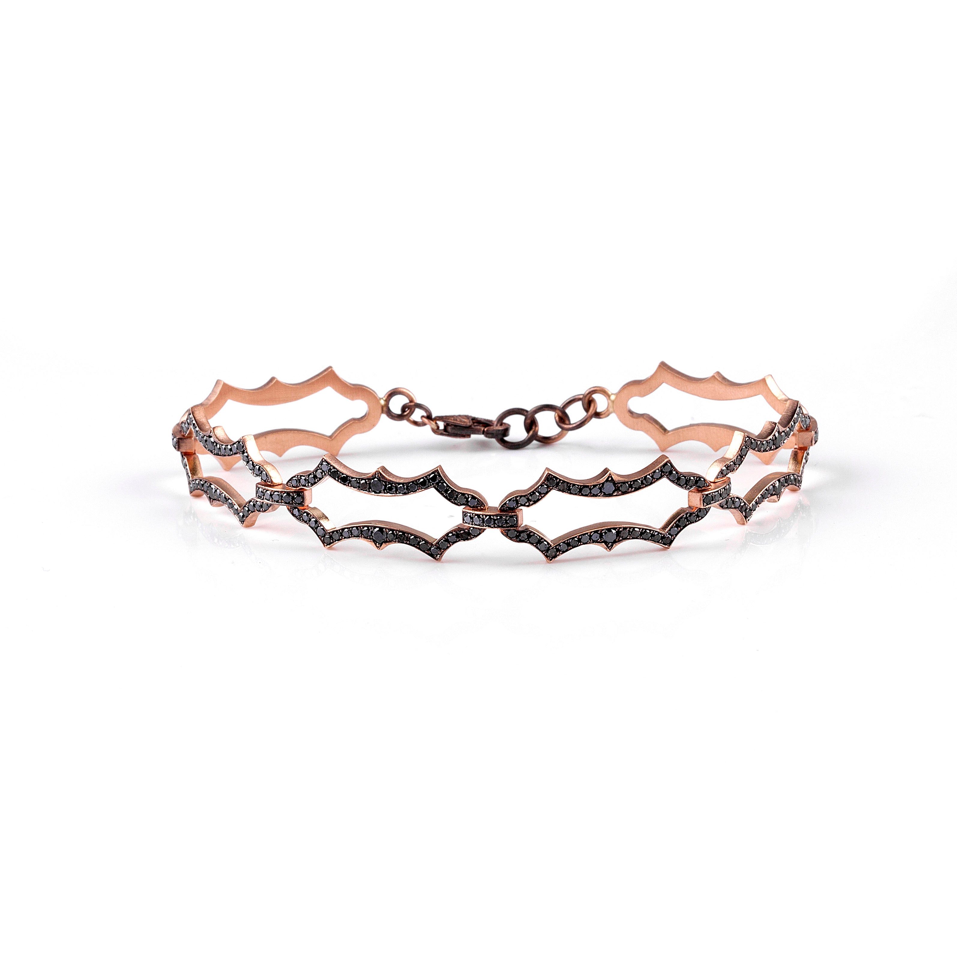 14k rose gold openwork black diamond bracelet by Sylva & Cie Tiny Gods