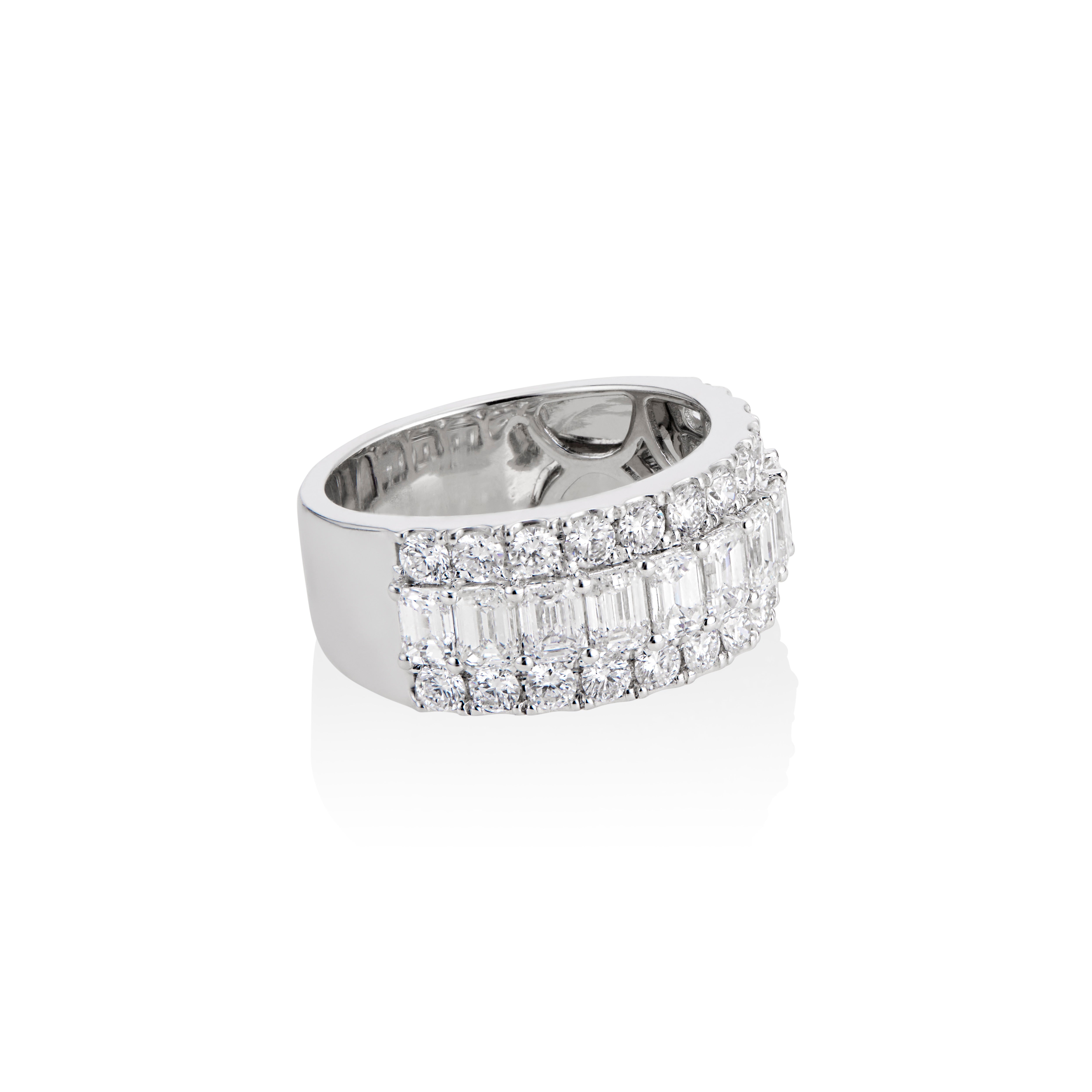 18k white gold round and emerald cut diamond half band eternity ring Tiny Gods