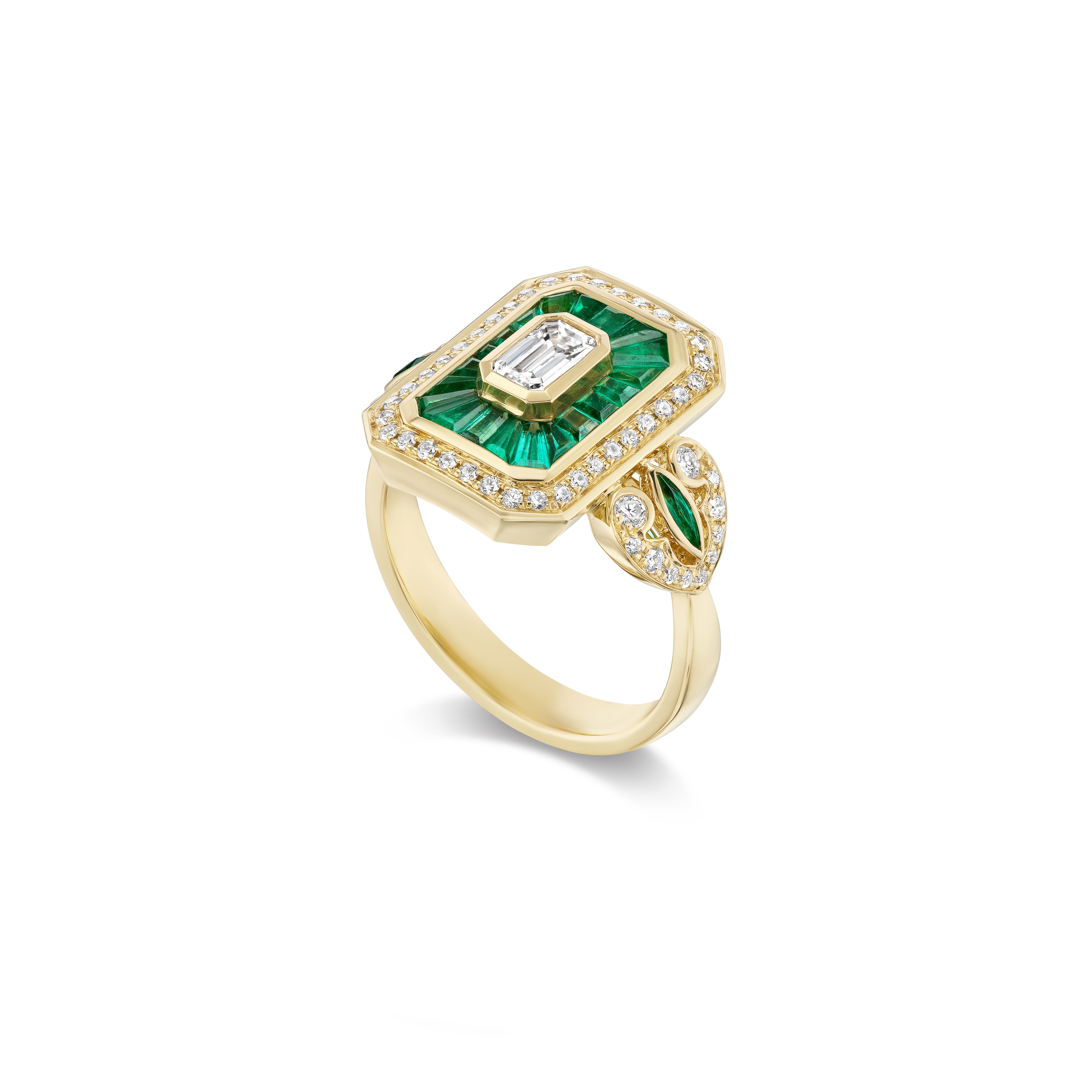royal emerald and diamond ring yellow gold rainbow k tiny gods