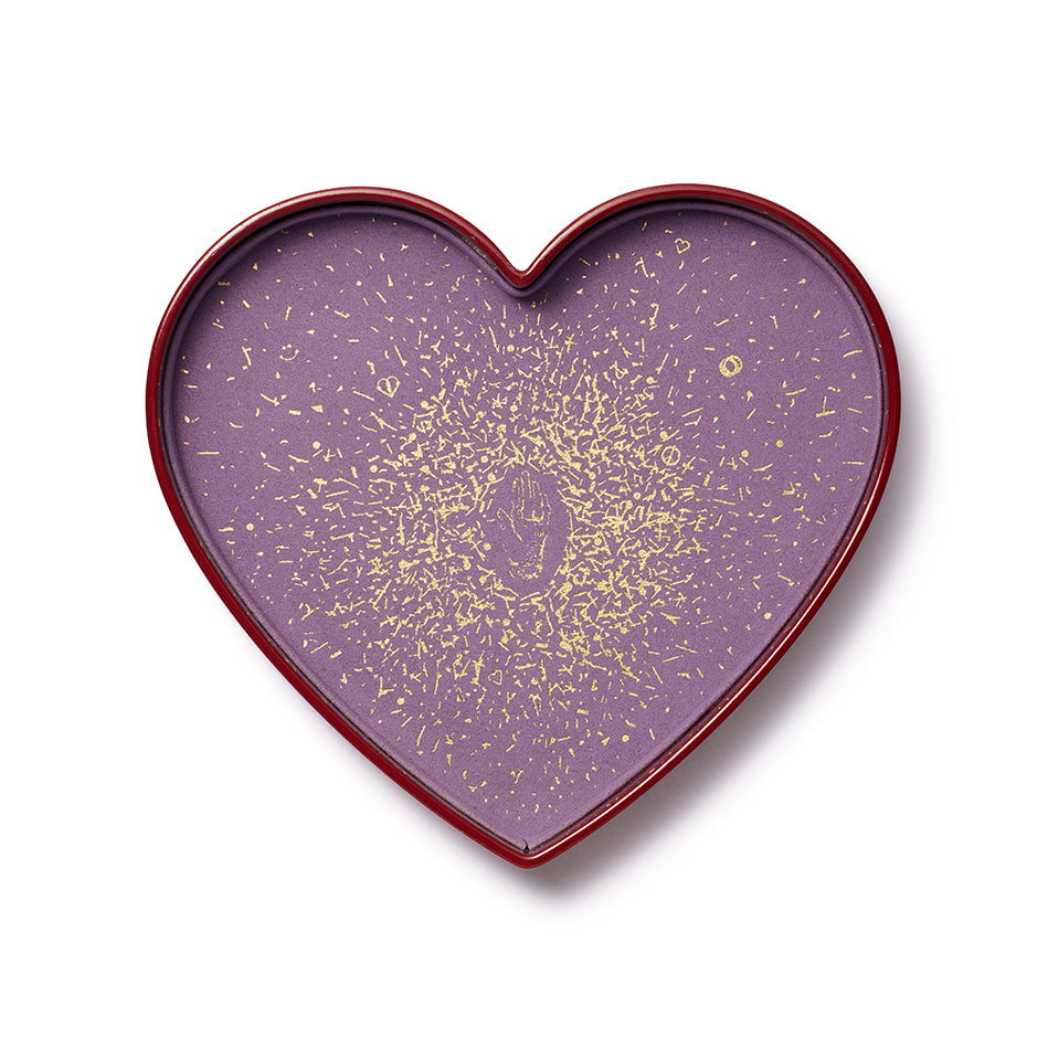 Royal red and purple Love is all lacquer wood jewelry box with gold inlay detail by Trove Tiny Gods