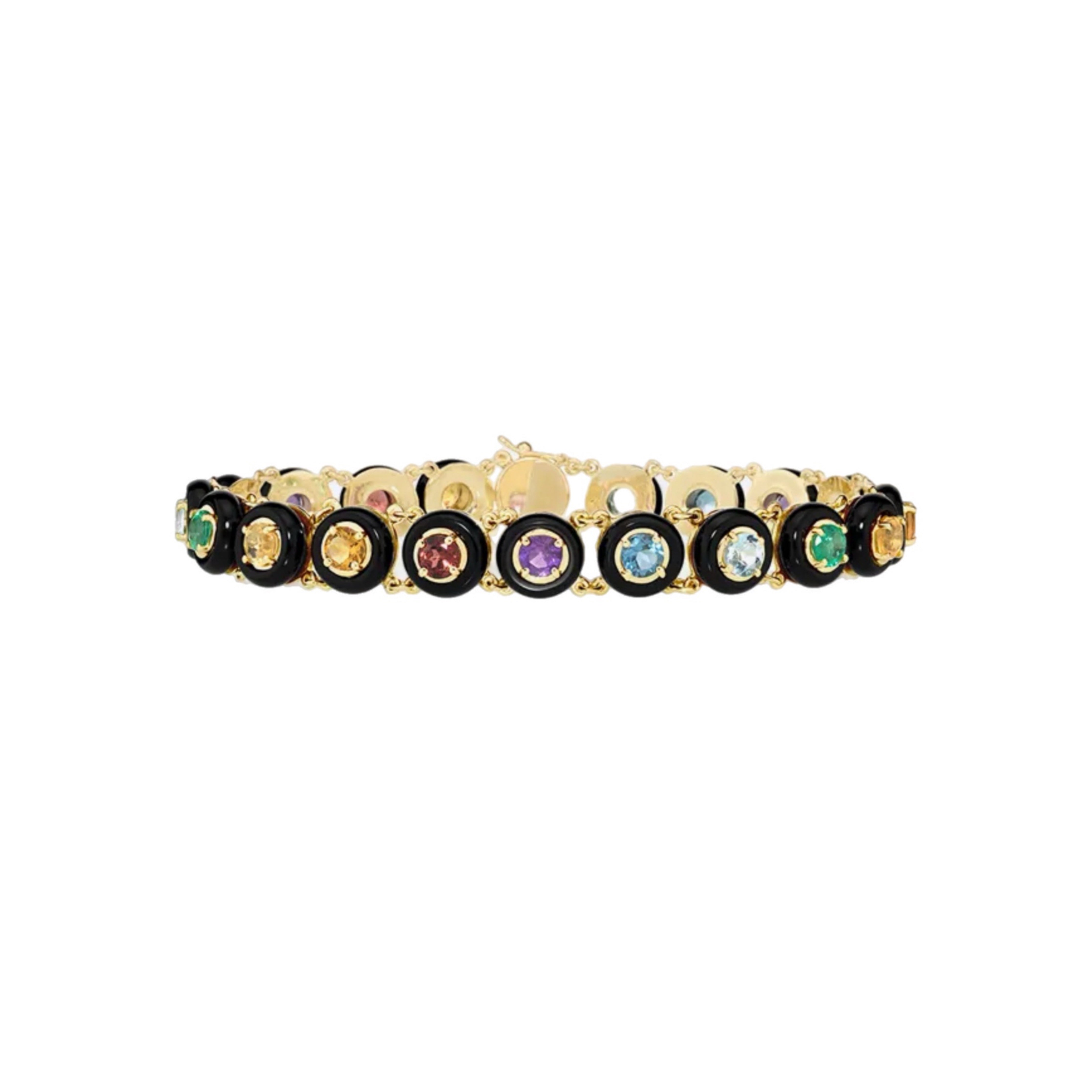 Sauer Matilda rainbow semi precious stone and onyx inlay bracelet Tiny Gods