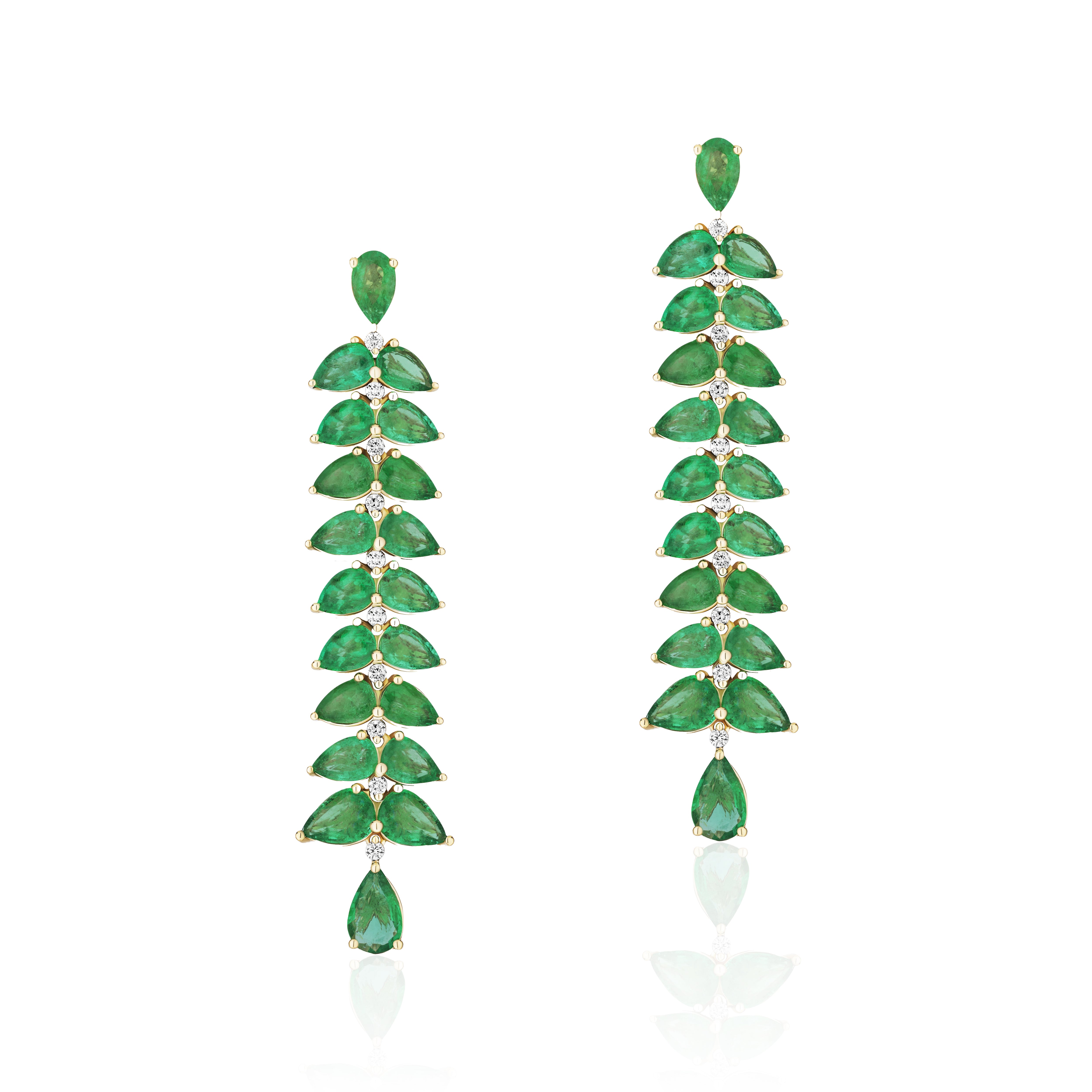 shoulder duster pear shape earrings emerald diamonds goshwara tiny gods