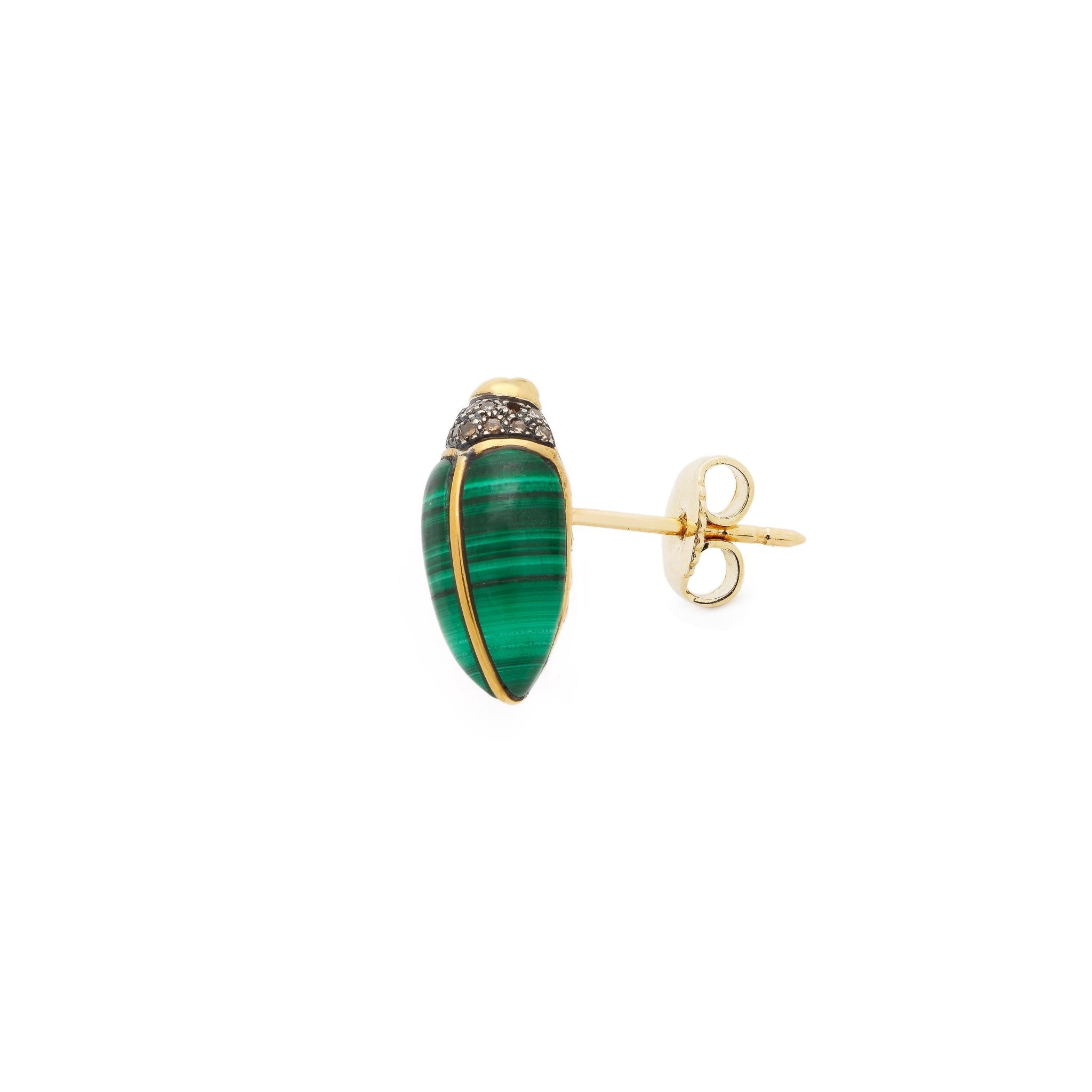 malachite mini scarab stud by Bibi van der Velden Tiny Gods
