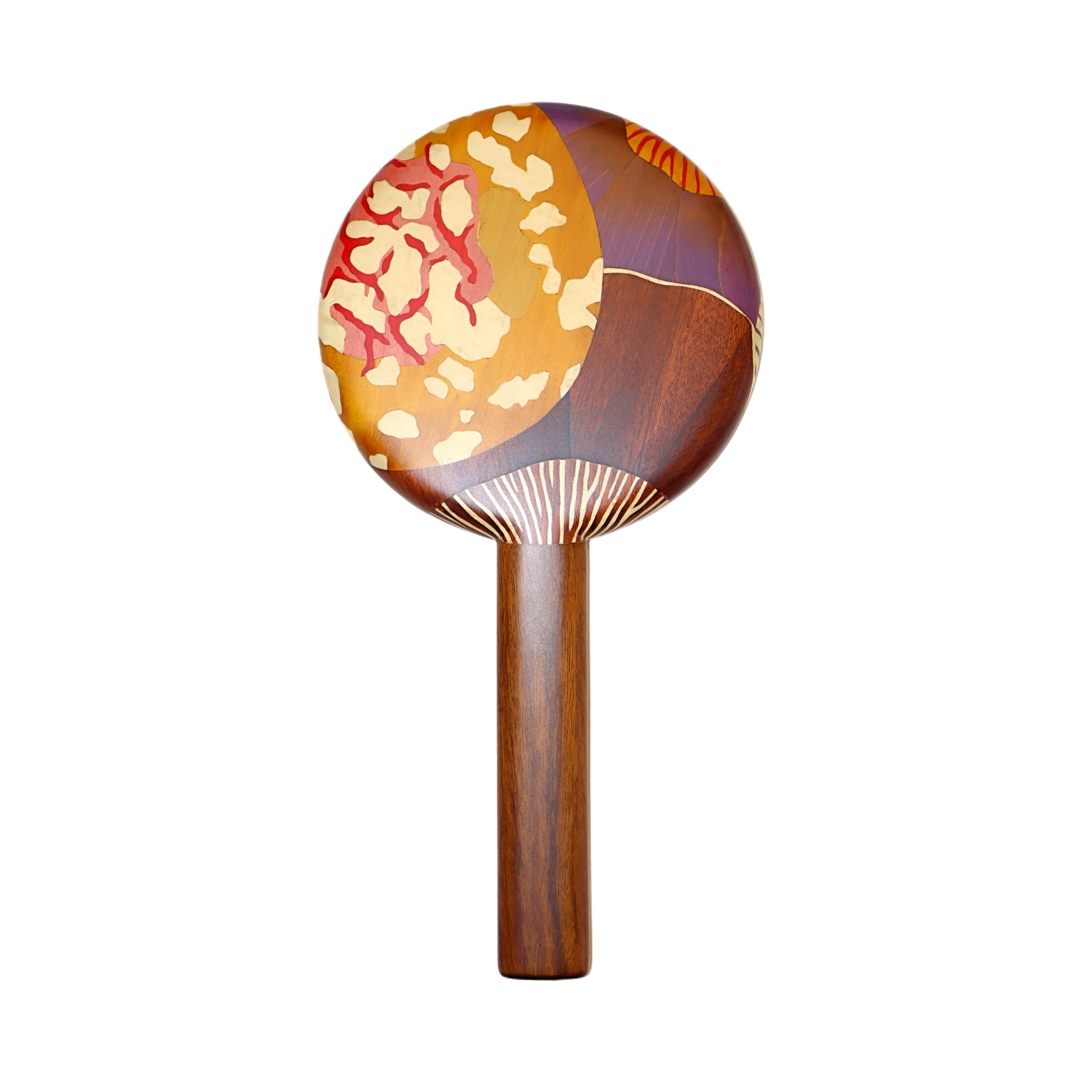 Mushroom Print Marquetry Hand Mirror