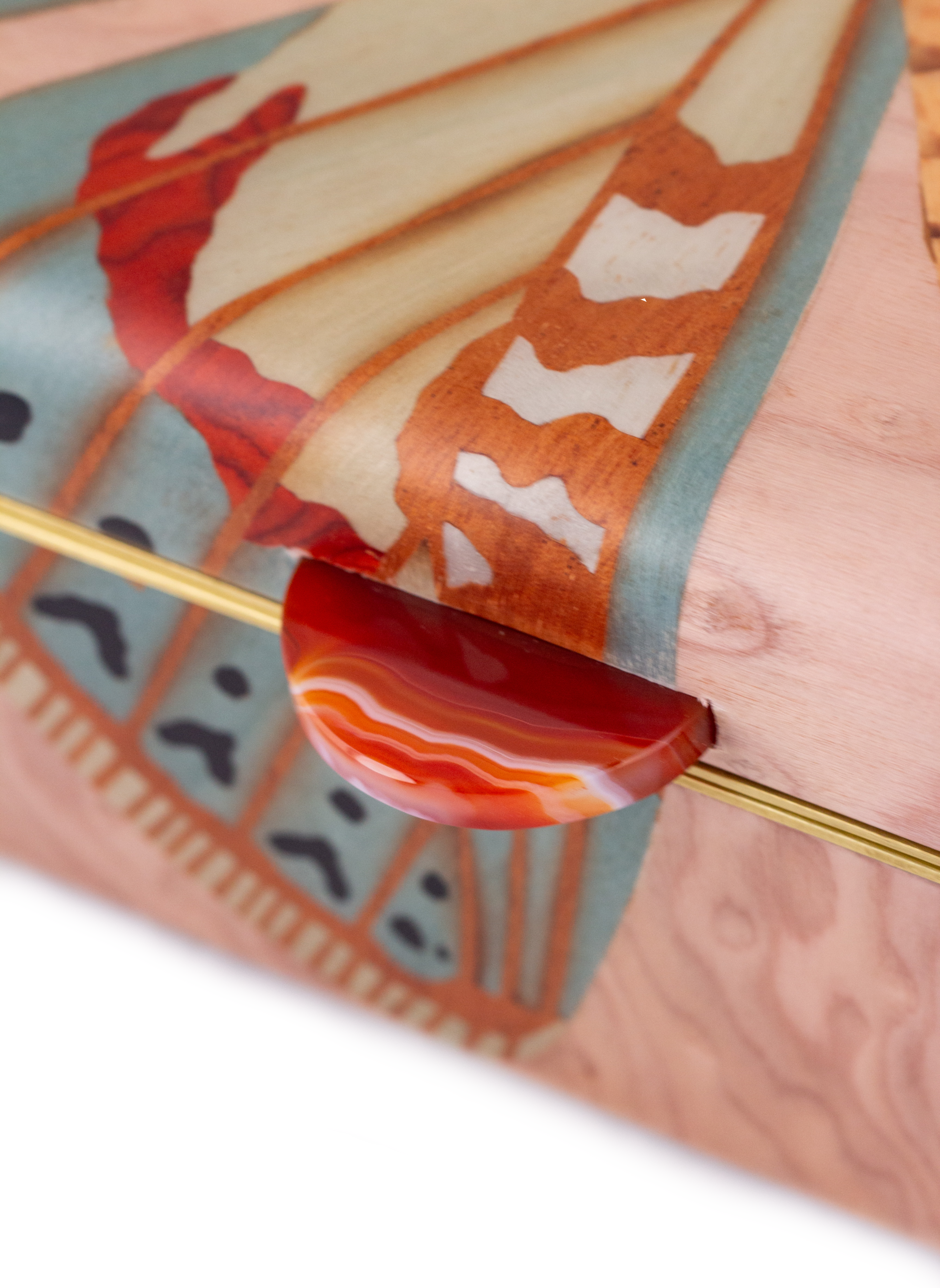 pink butterfly wooden marquetry jewelry box by Silvia Furmanovich Tiny Gods