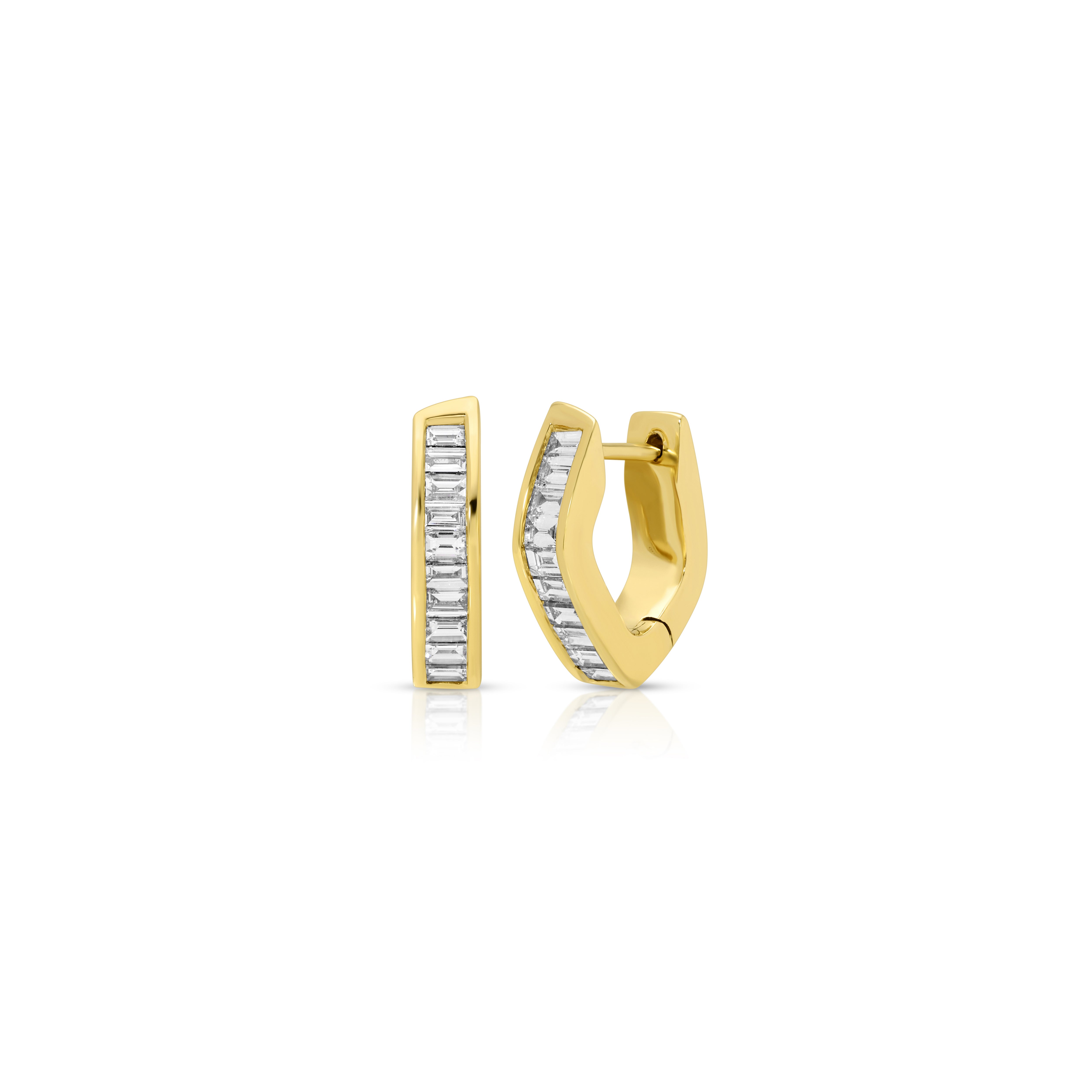 18k yellow gold small Georgie baguette diamond Huggies earrings anita ko tiny gods